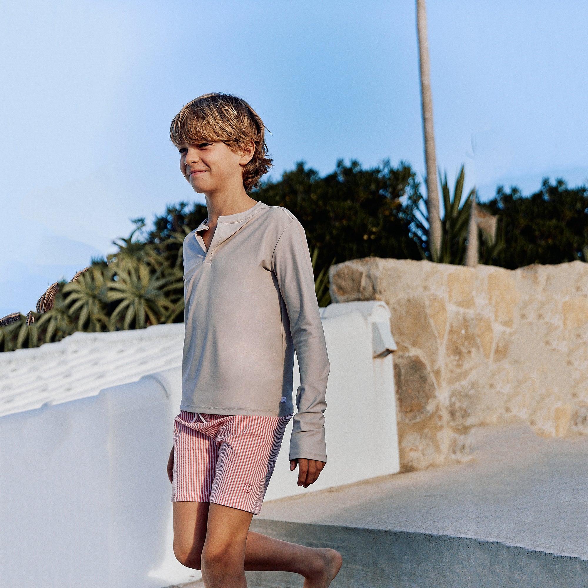Boys Beige UV Protective Swim T-Shirt(UPF50+)