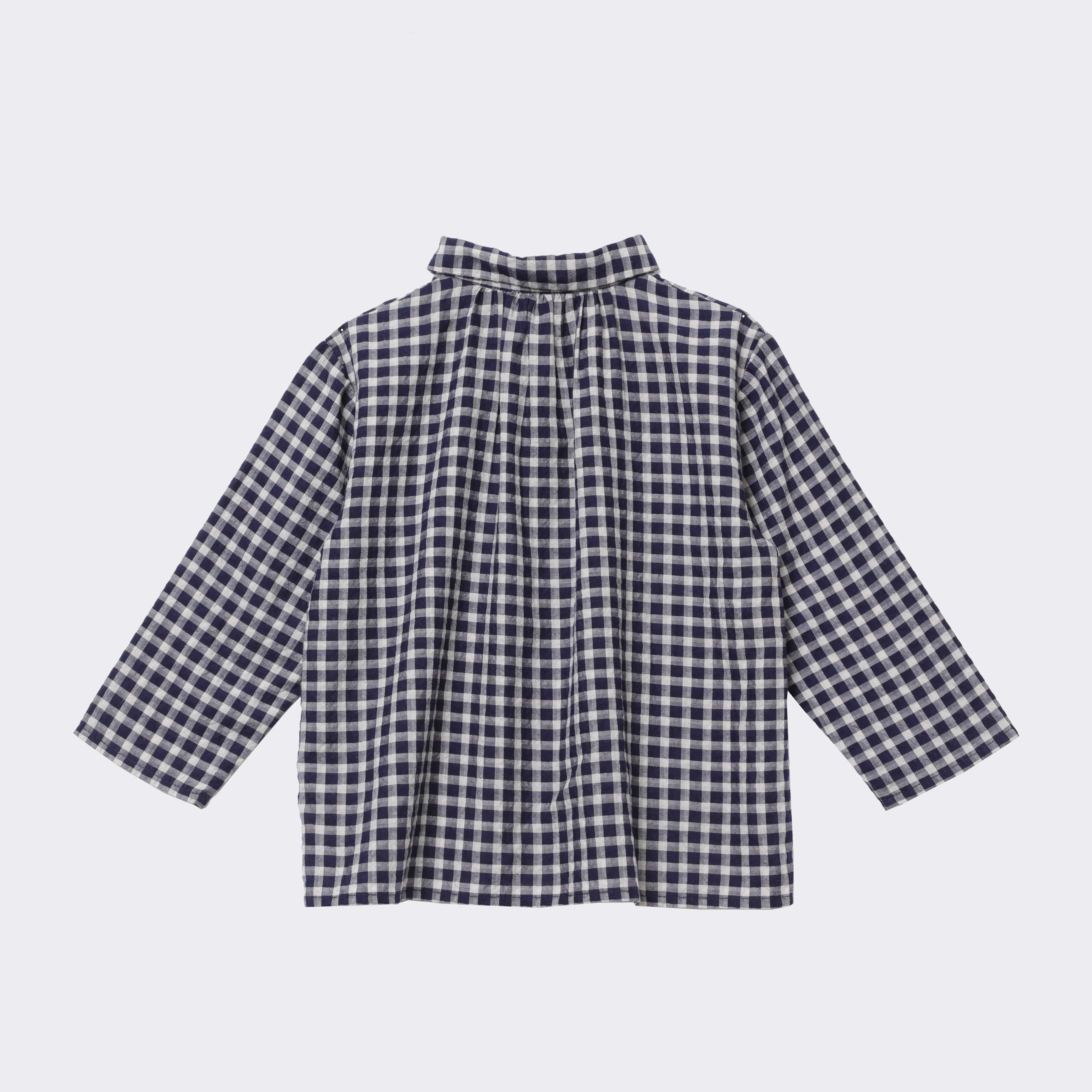 Girls Blue Check Cotton Shirt