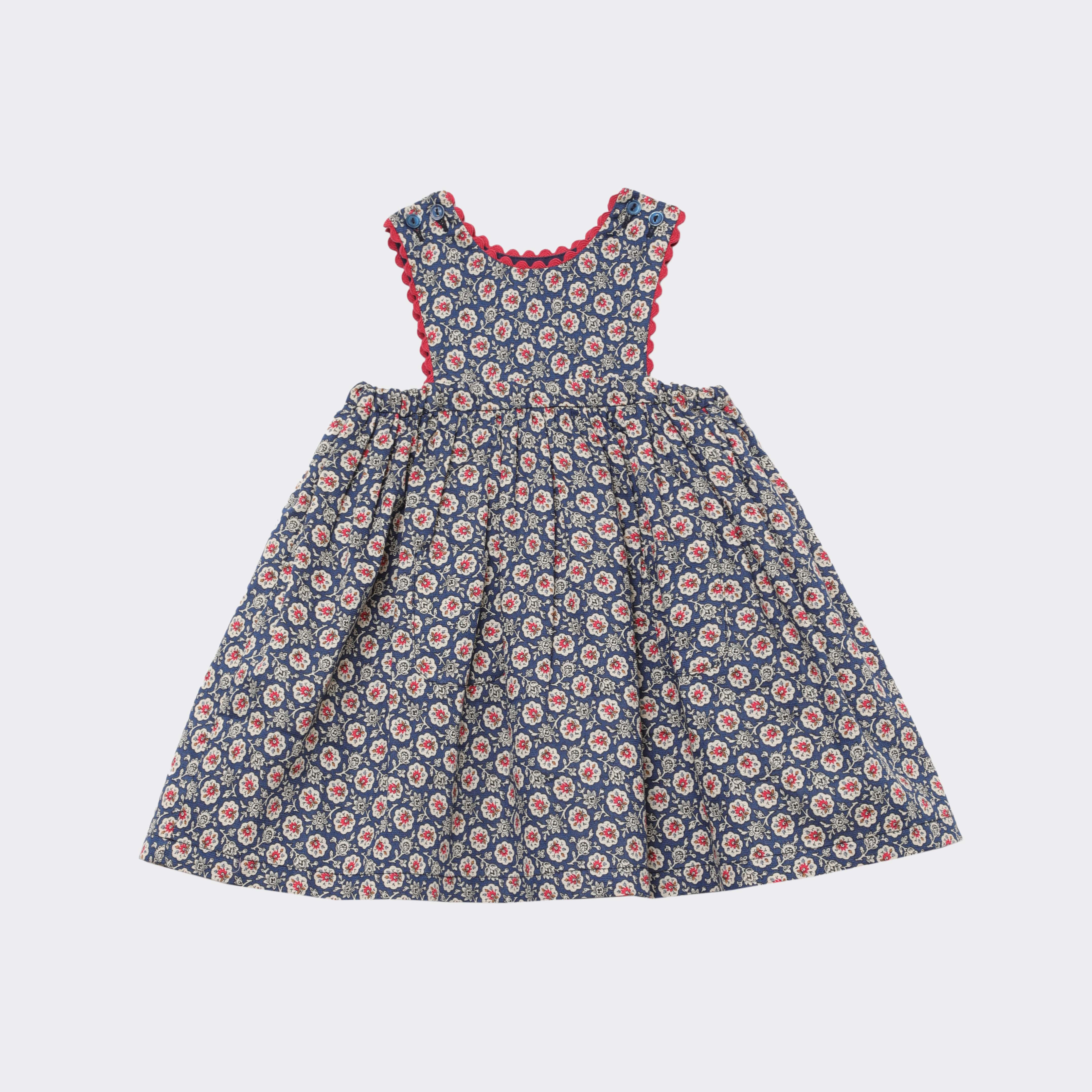 Baby Girls Navy Flowers Cotton Dress
