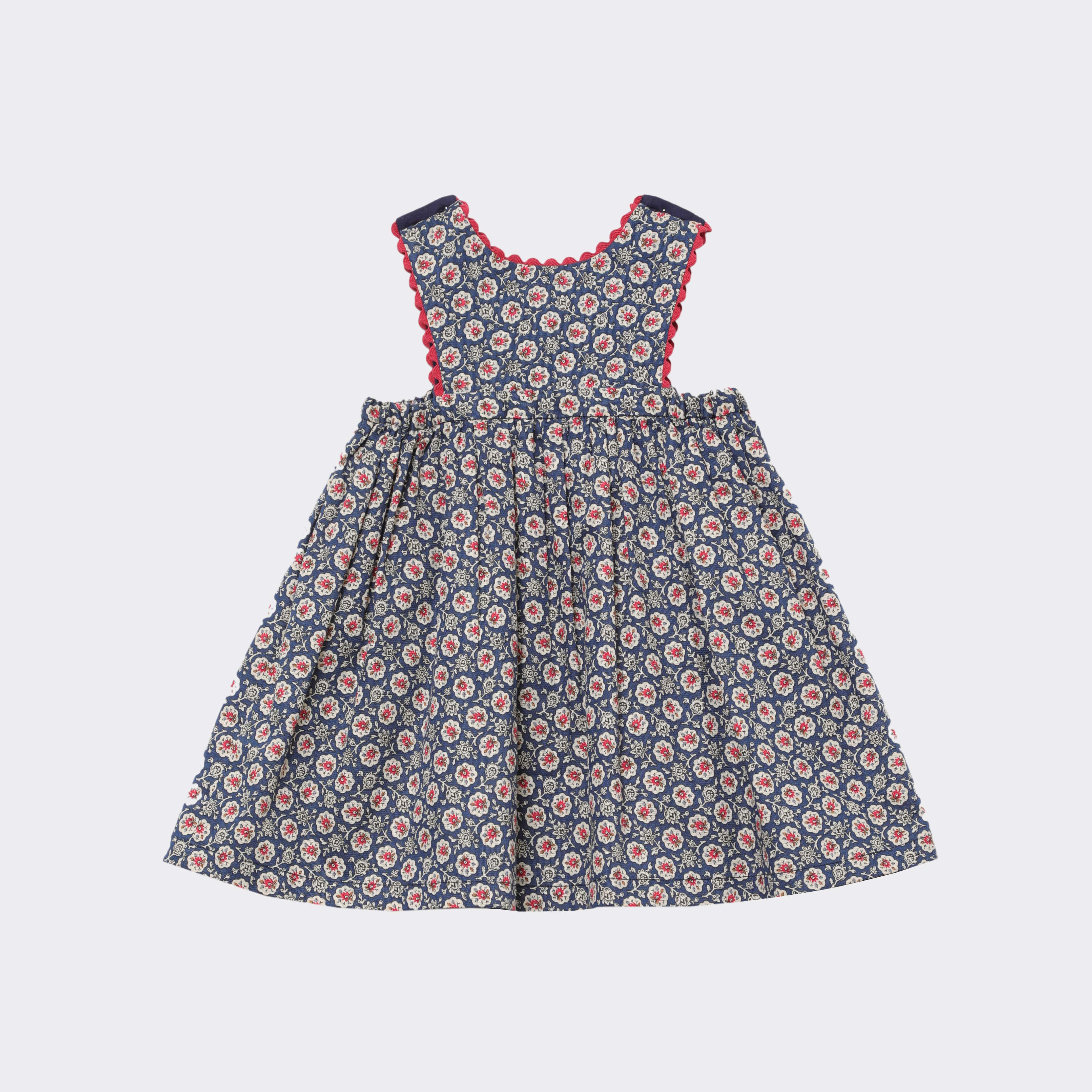 Baby Girls Navy Flowers Cotton Dress