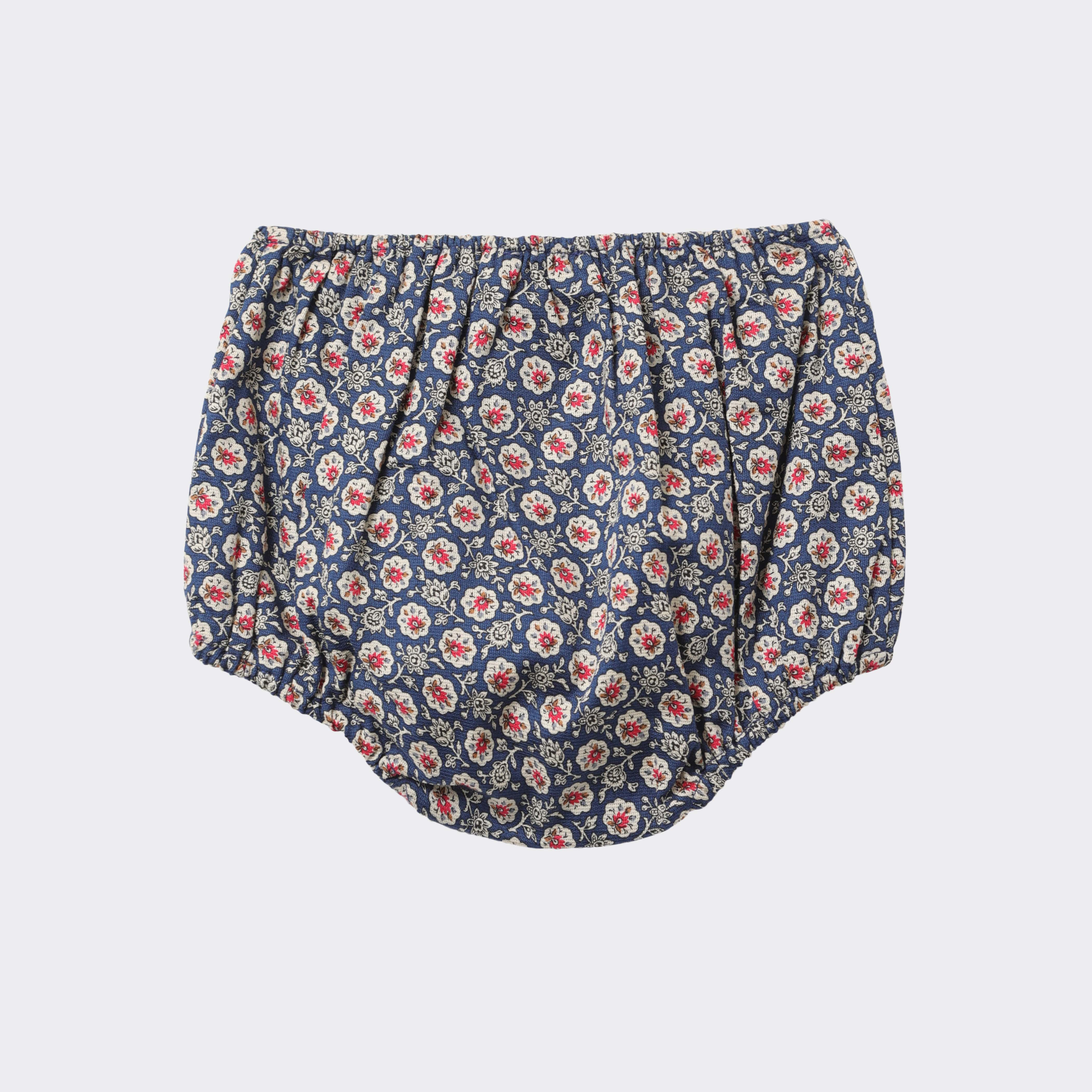 Baby Girls Navy Flowers Cotton Bloomers