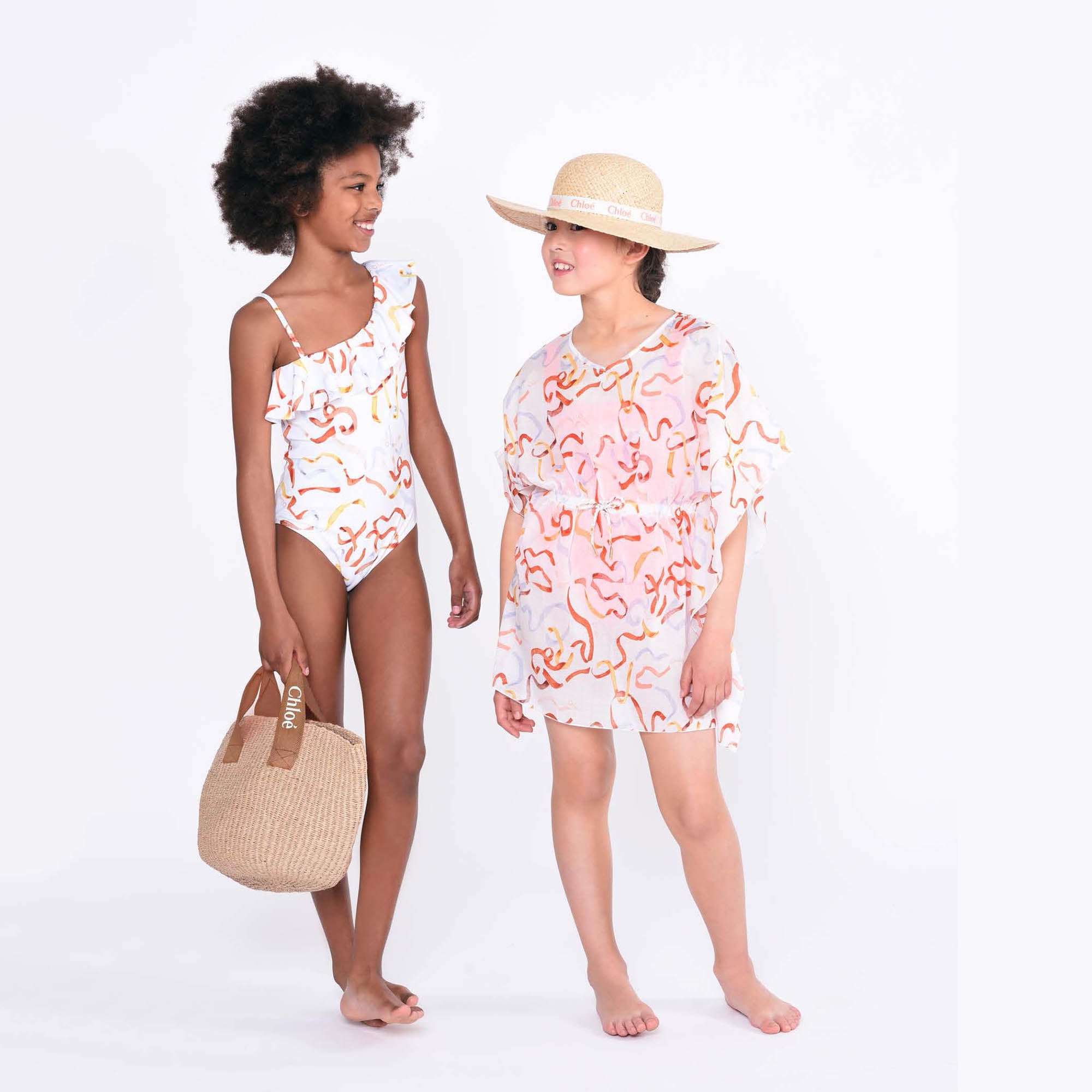 Girls Beige Logo Sun Hat