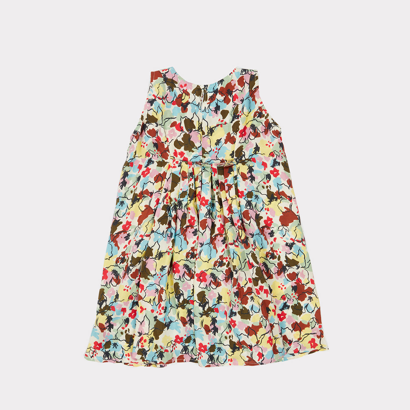Girls Painted Floral Silk Dress