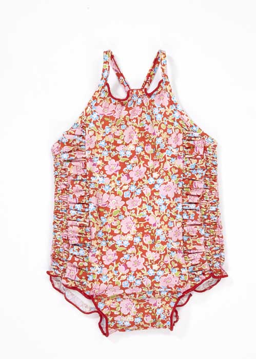 Baby Girls Red Flowers Swimsuit