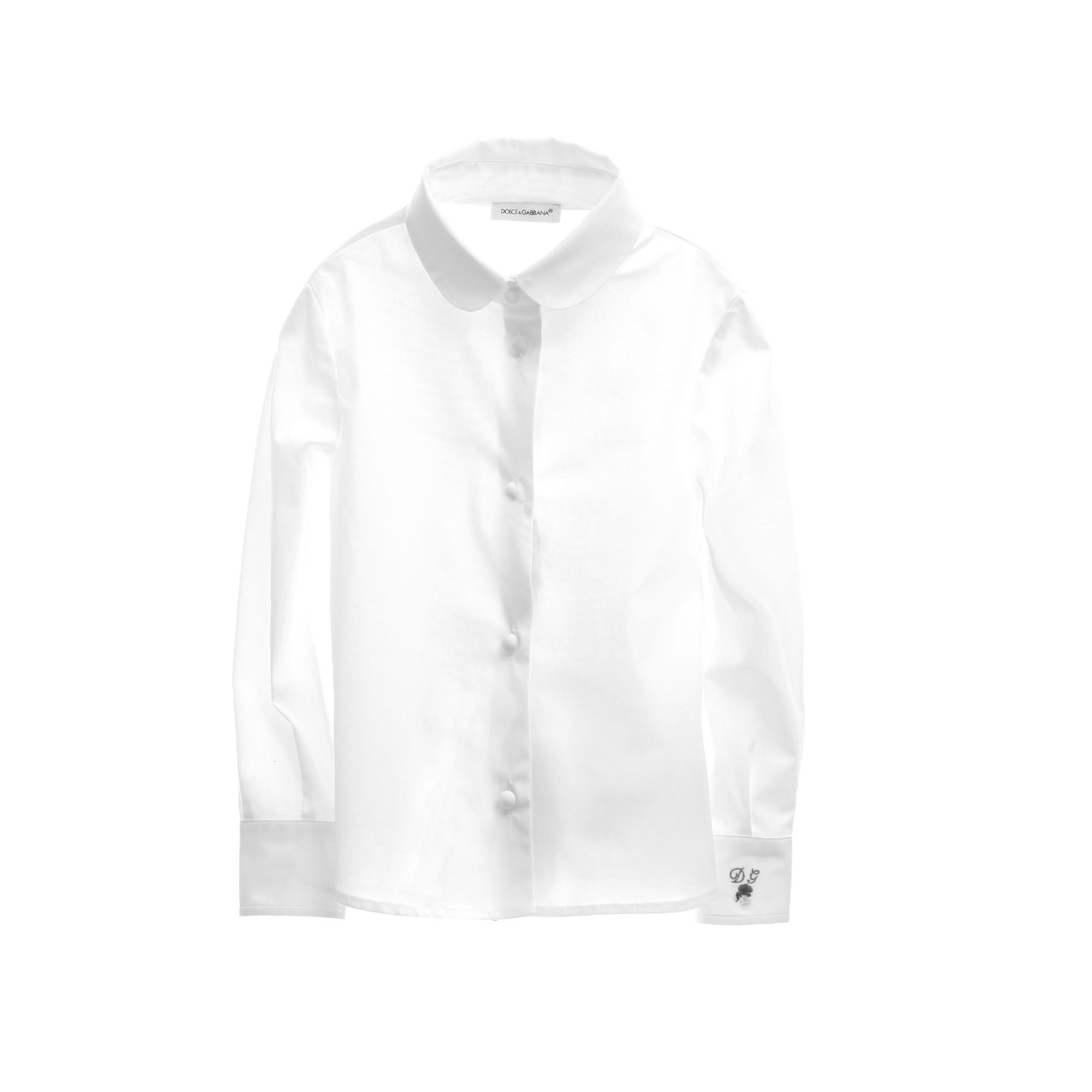 Girls White Cotton Blouse With Button Cuffs - CÉMAROSE | Children's Fashion Store - 1