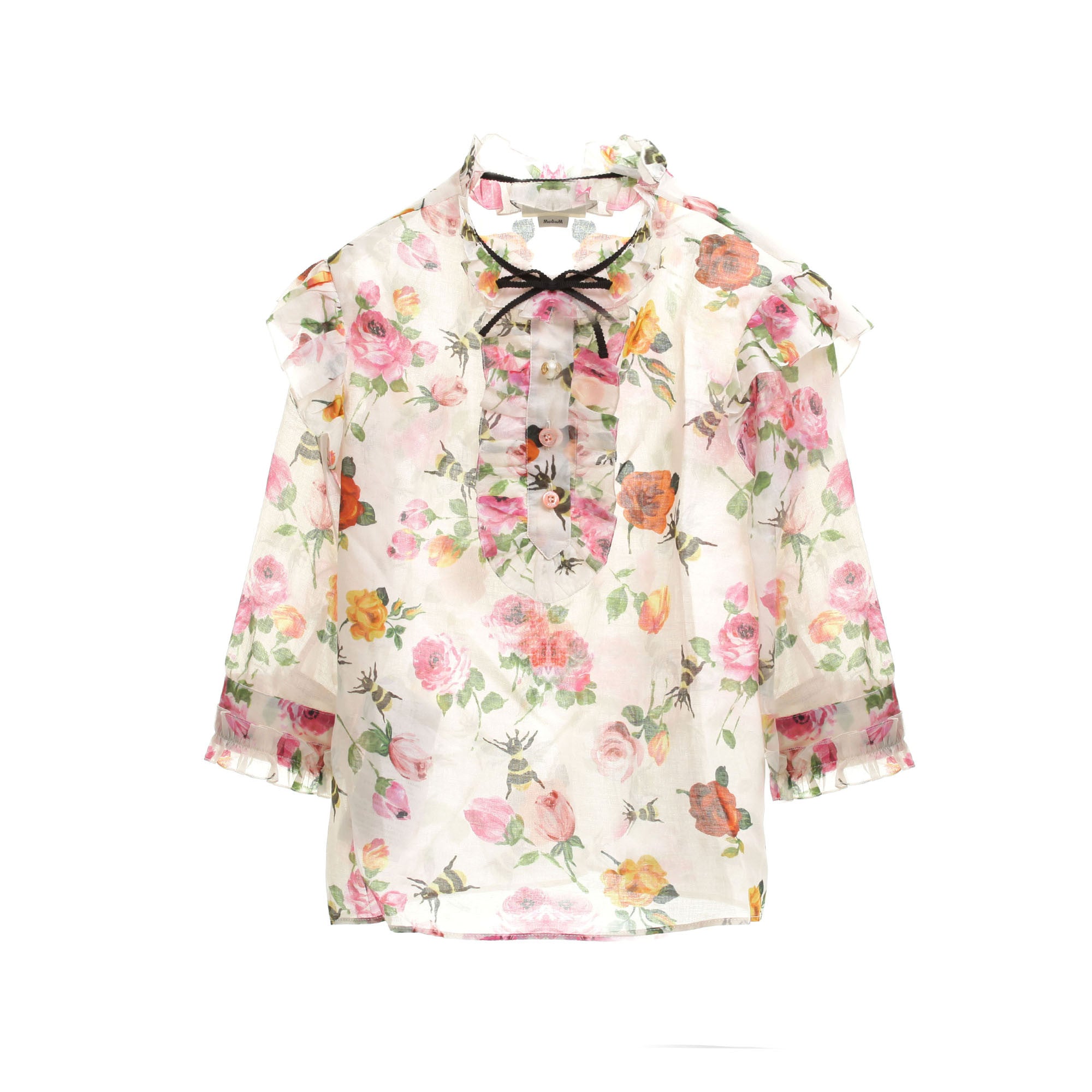 Girls Multicolor Flower Printed Ruffled Blouse - CÉMAROSE | Children's Fashion Store - 1