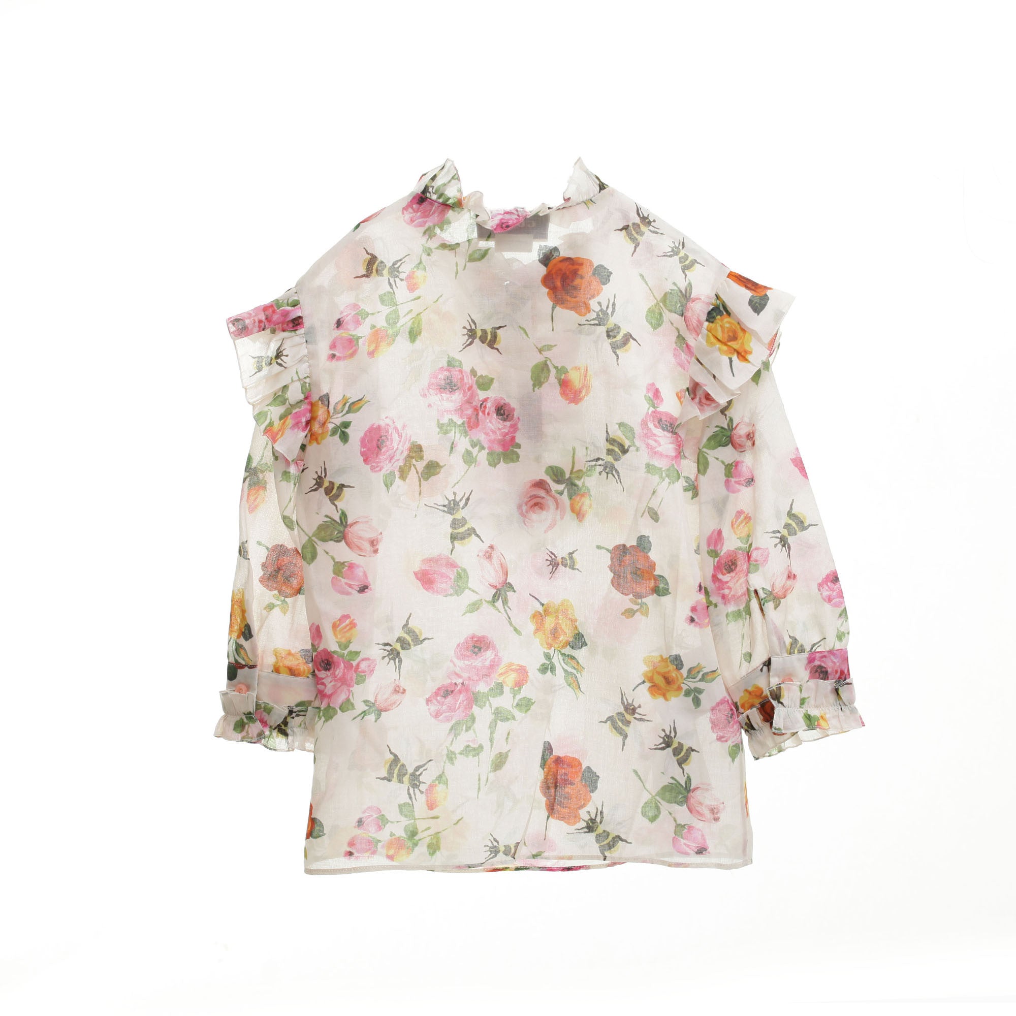 Girls Multicolor Flower Printed Ruffled Blouse - CÉMAROSE | Children's Fashion Store - 2