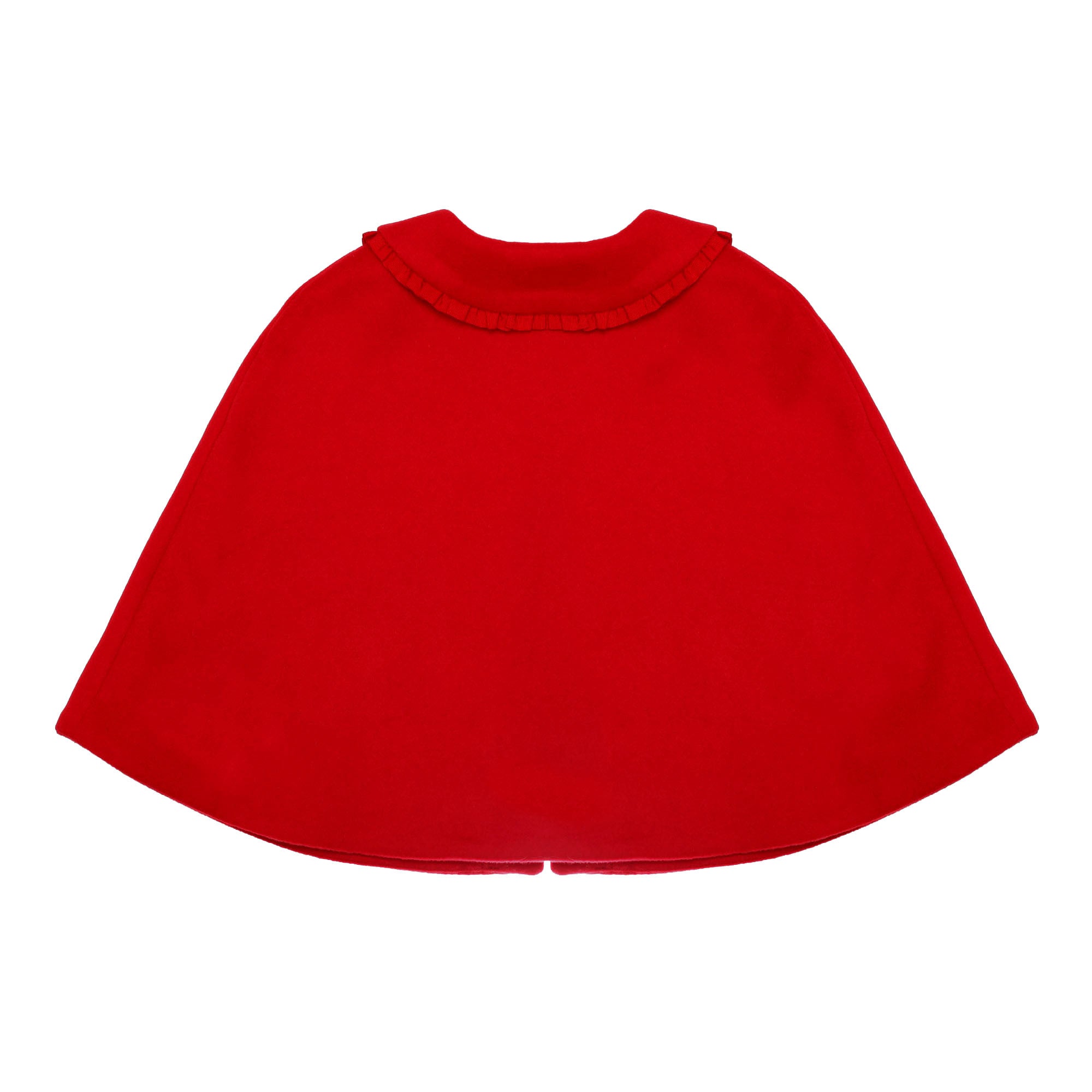 Baby Girls Red Wool Cape With Embroidered Coccinella Trims - CÉMAROSE | Children's Fashion Store - 2