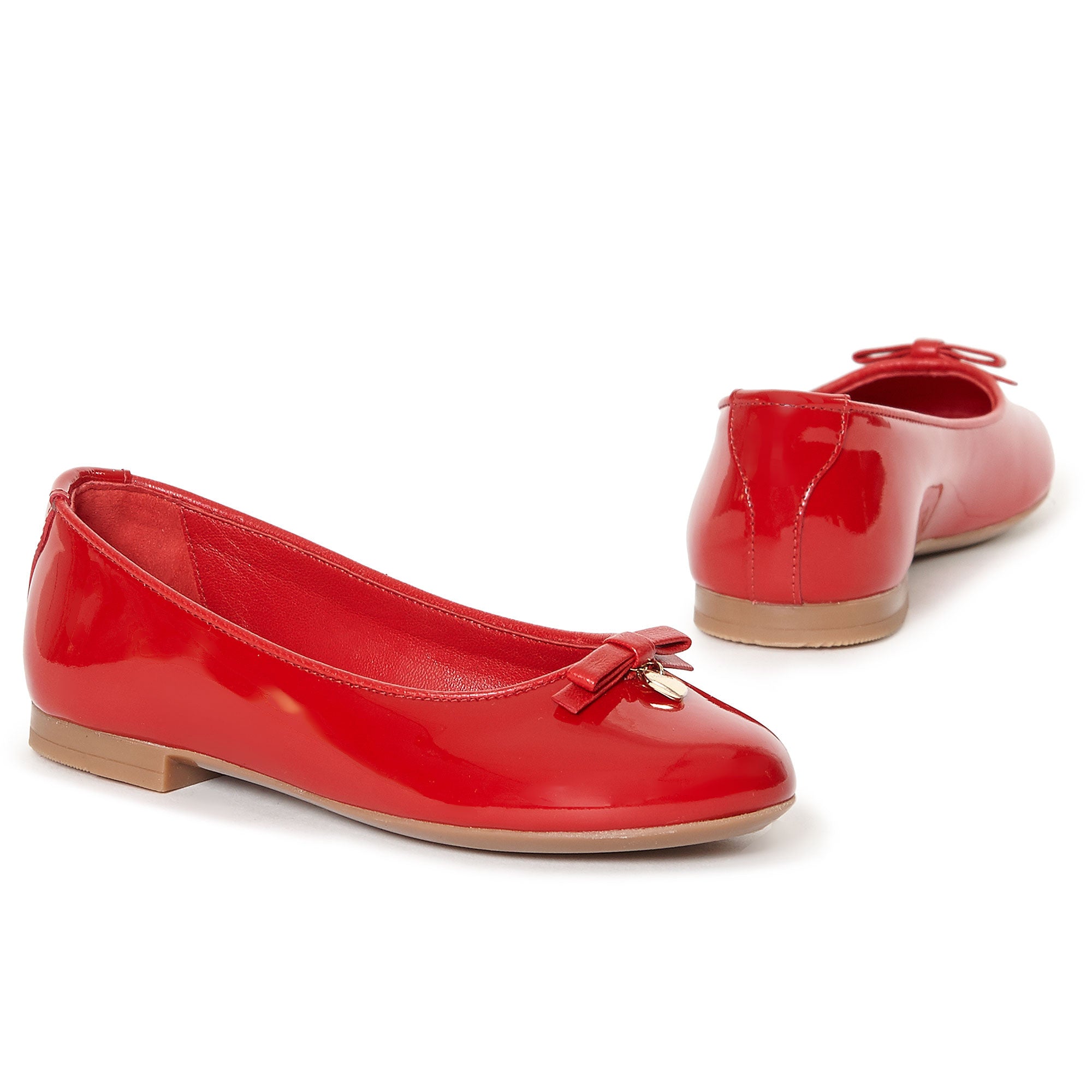 Girls Red Bow Trims Leather Shoes - CÉMAROSE | Children's Fashion Store