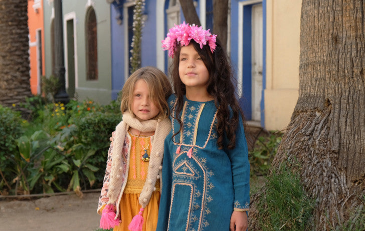 Girls Indigo Embroidered Trims Cotton 'Roshy' Dress - CÉMAROSE | Children's Fashion Store - 2