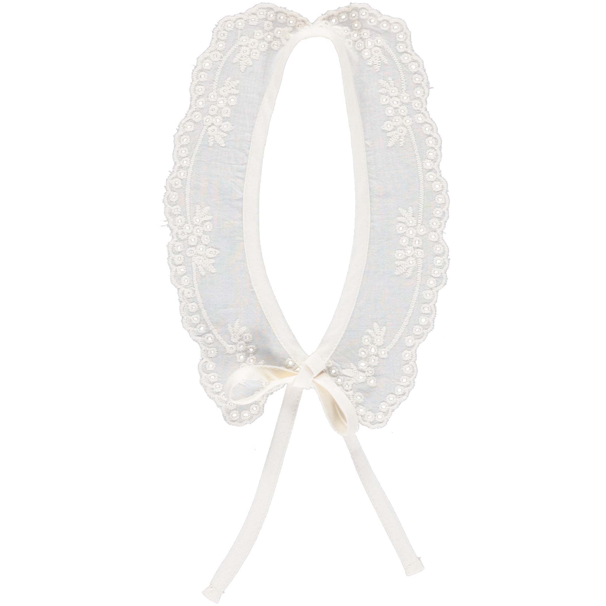 Girls White Embroidered Collar