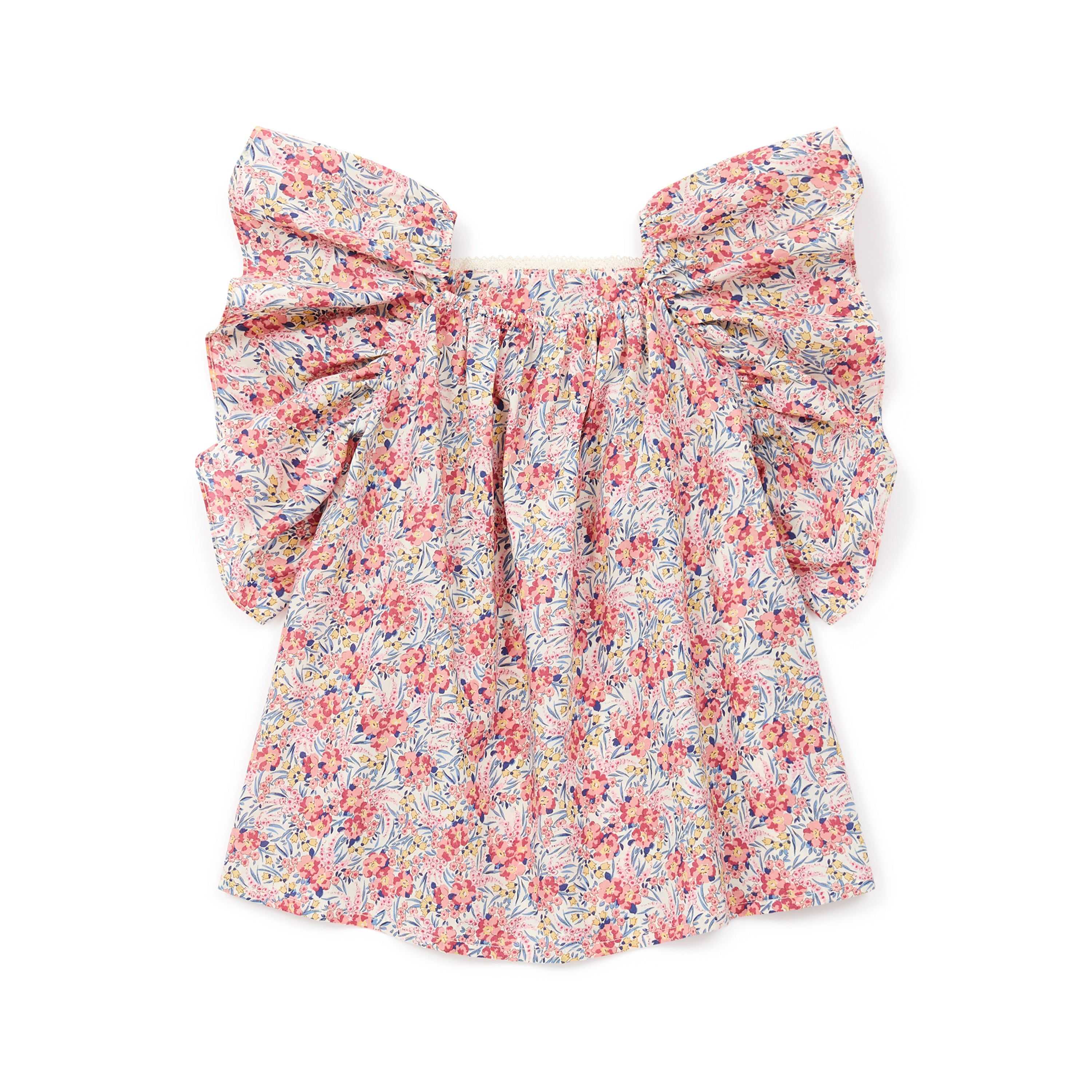 Girls Pink Flowers Cotton Top