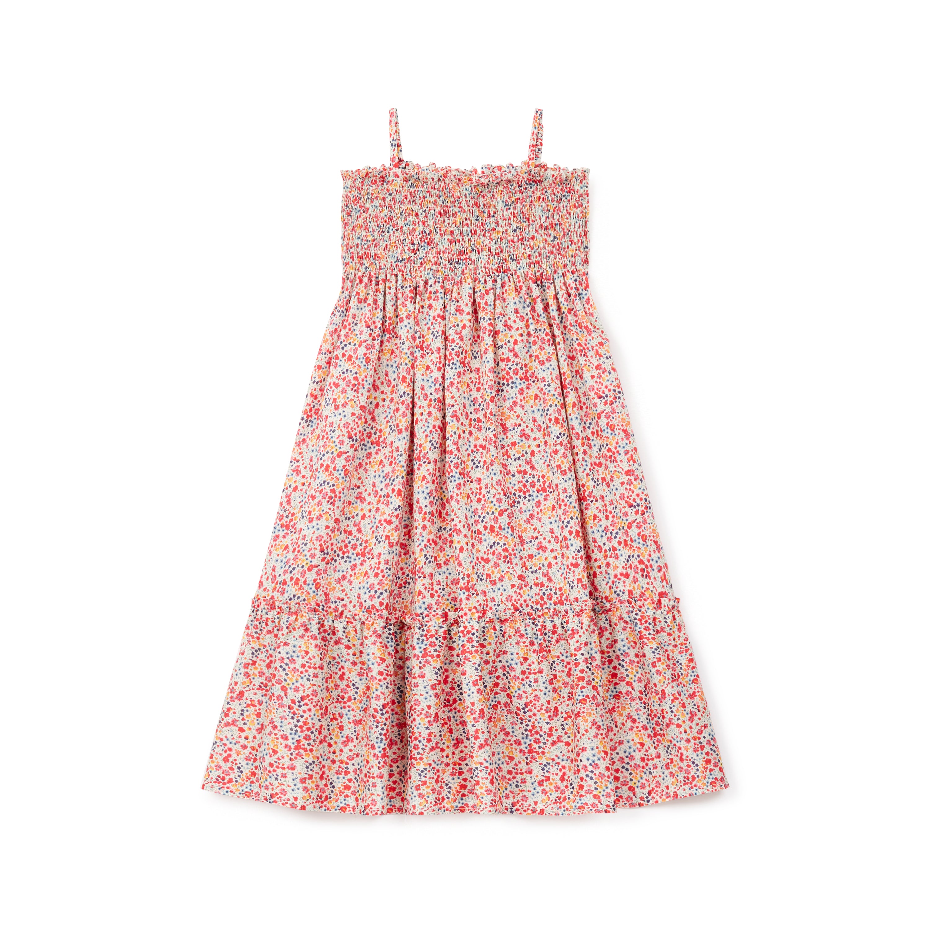 Girls Red Flowers Cotton Dress