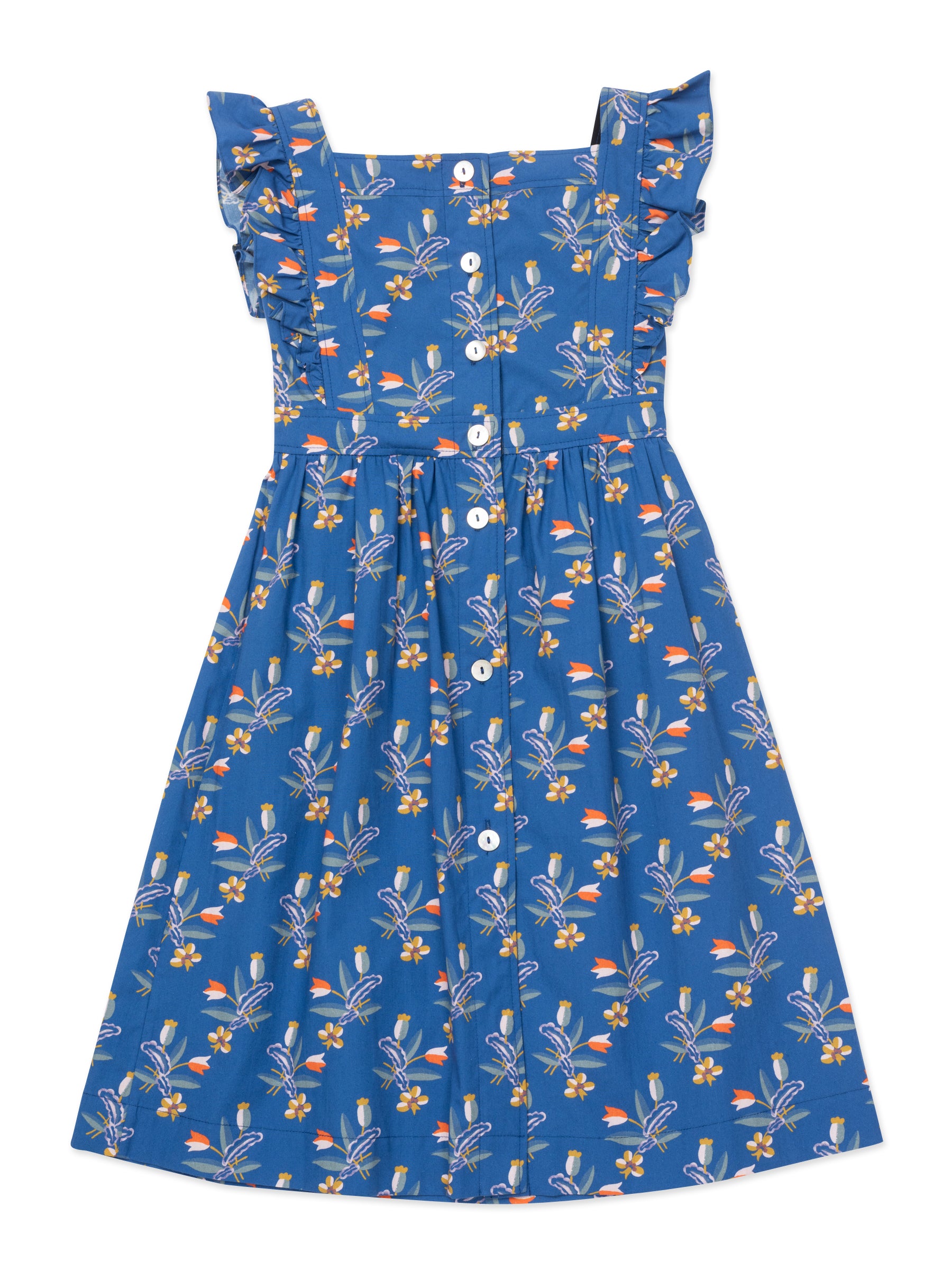 Girls Blue Printing Cotton Dress