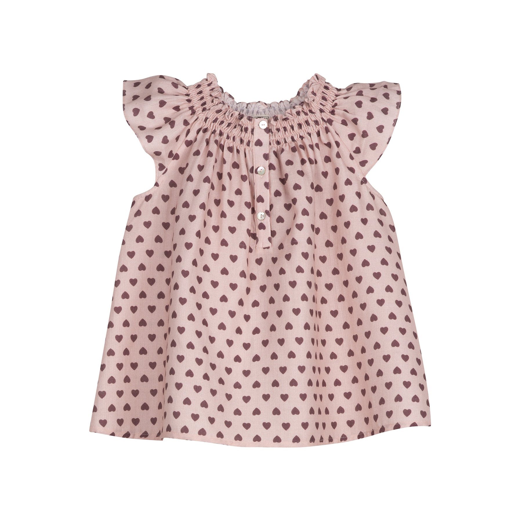 Girls Pink Heart Cotton Top