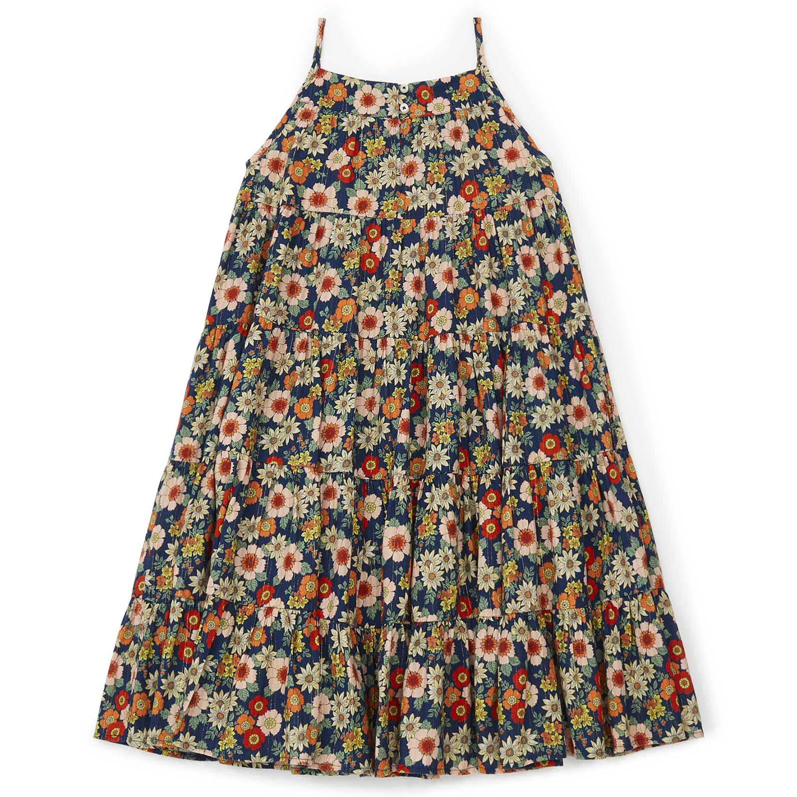 Girls Blue Floral Cotton Dress