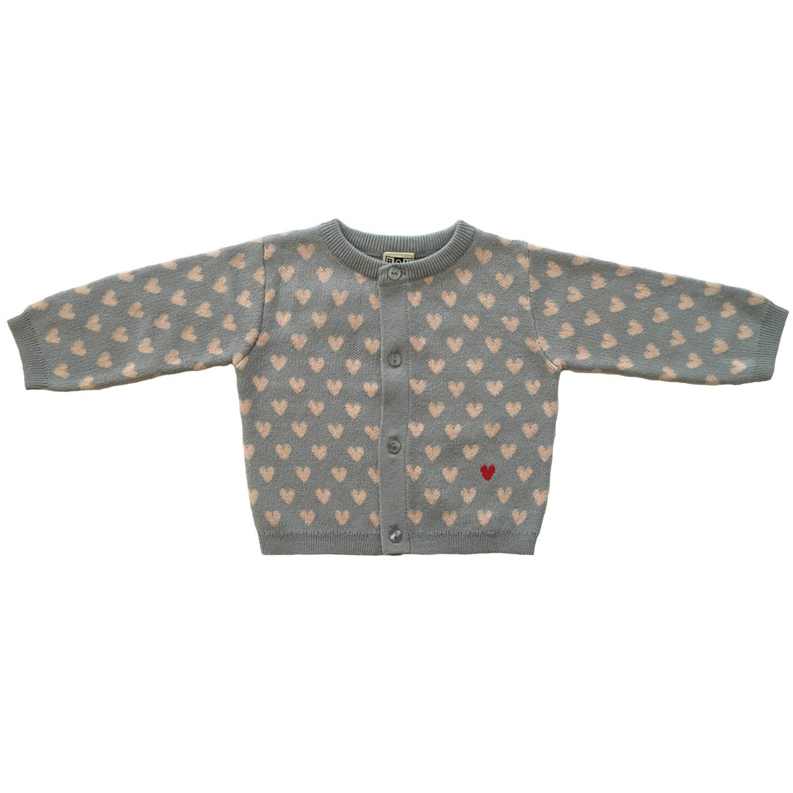 Baby Girls Blue Heart Cotton Cardigan