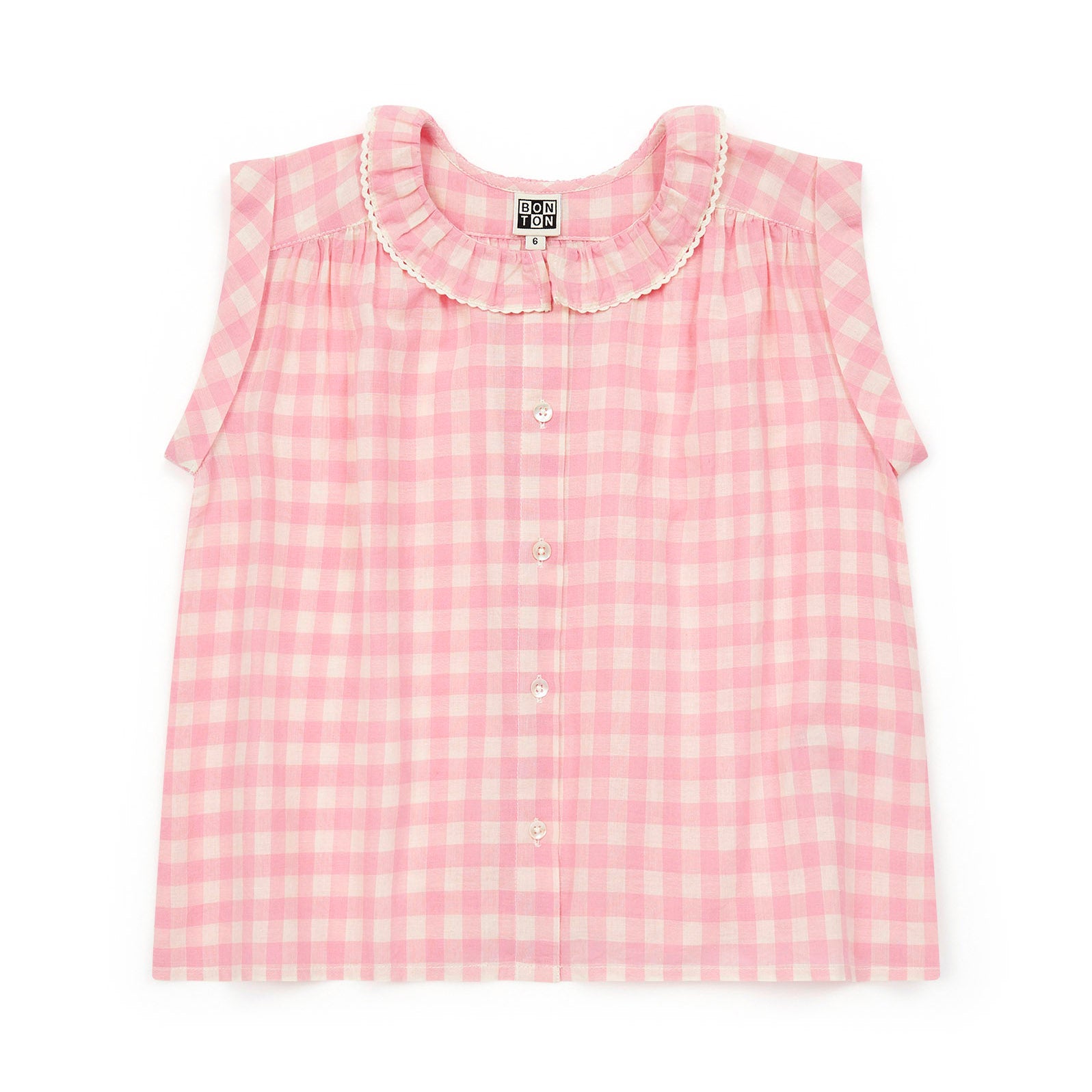 Girls Pink Check Cotton Shirt
