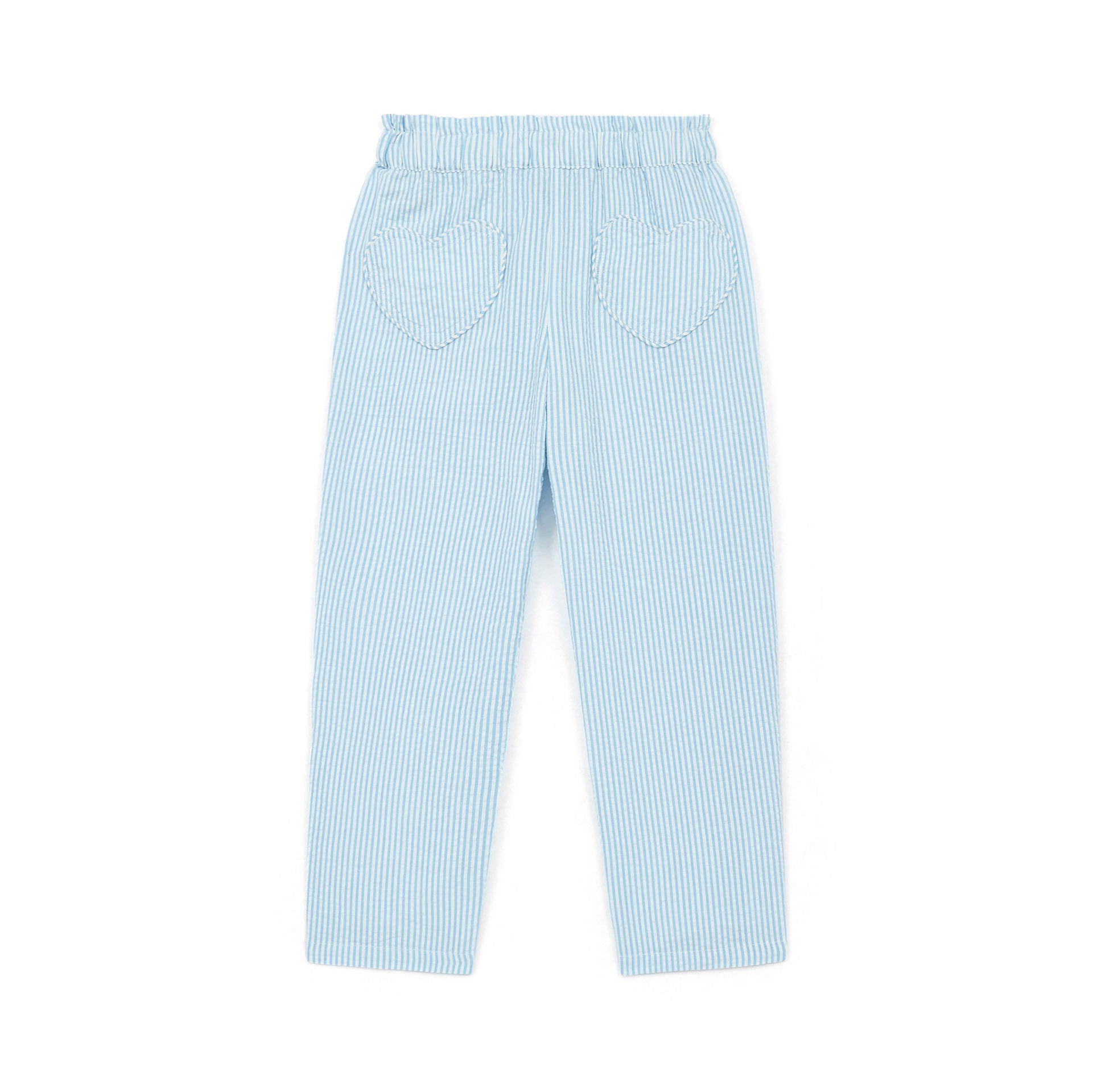 Girls Blue Stripes Cotton Trousers