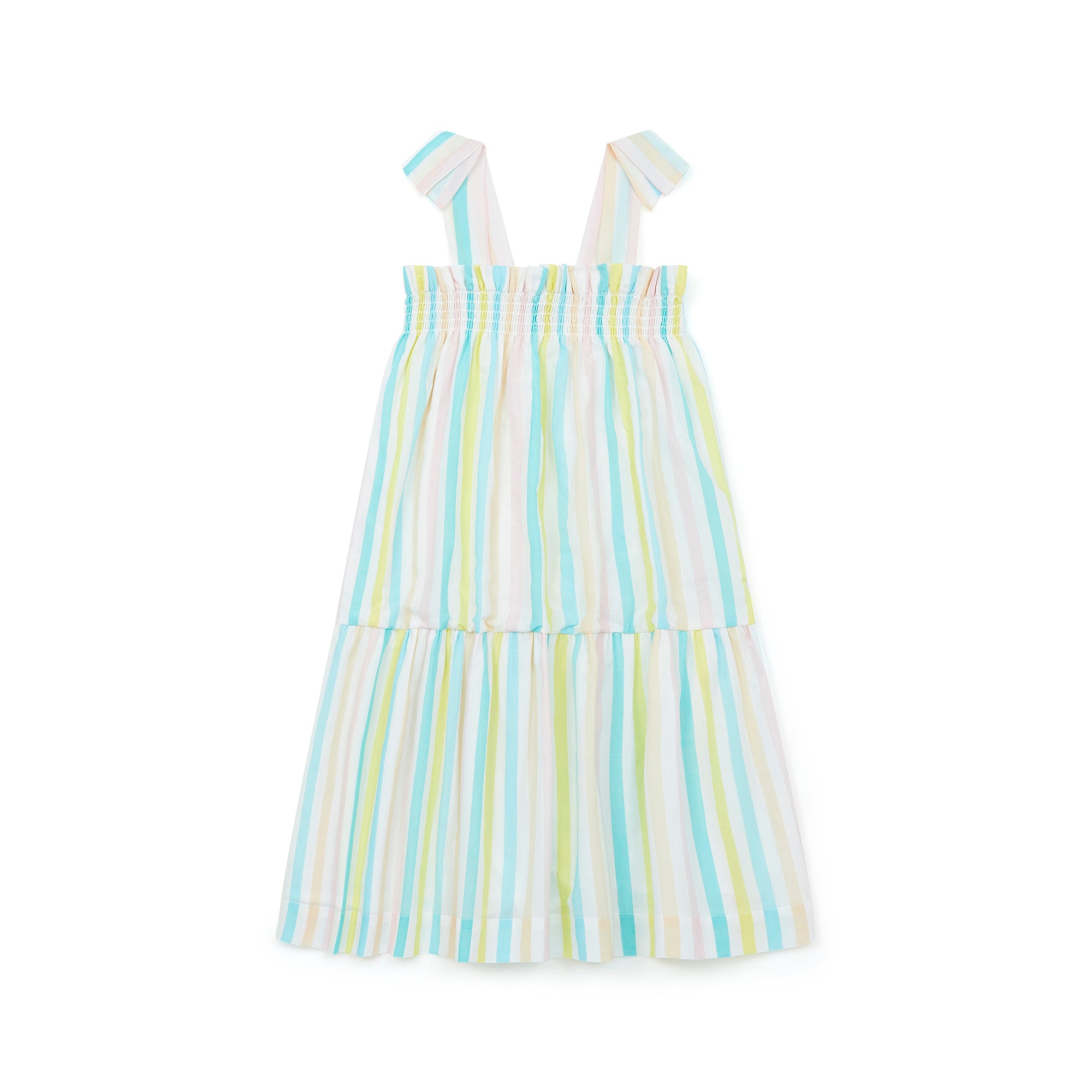 Girls Multicolor Stripes Cotton Dress