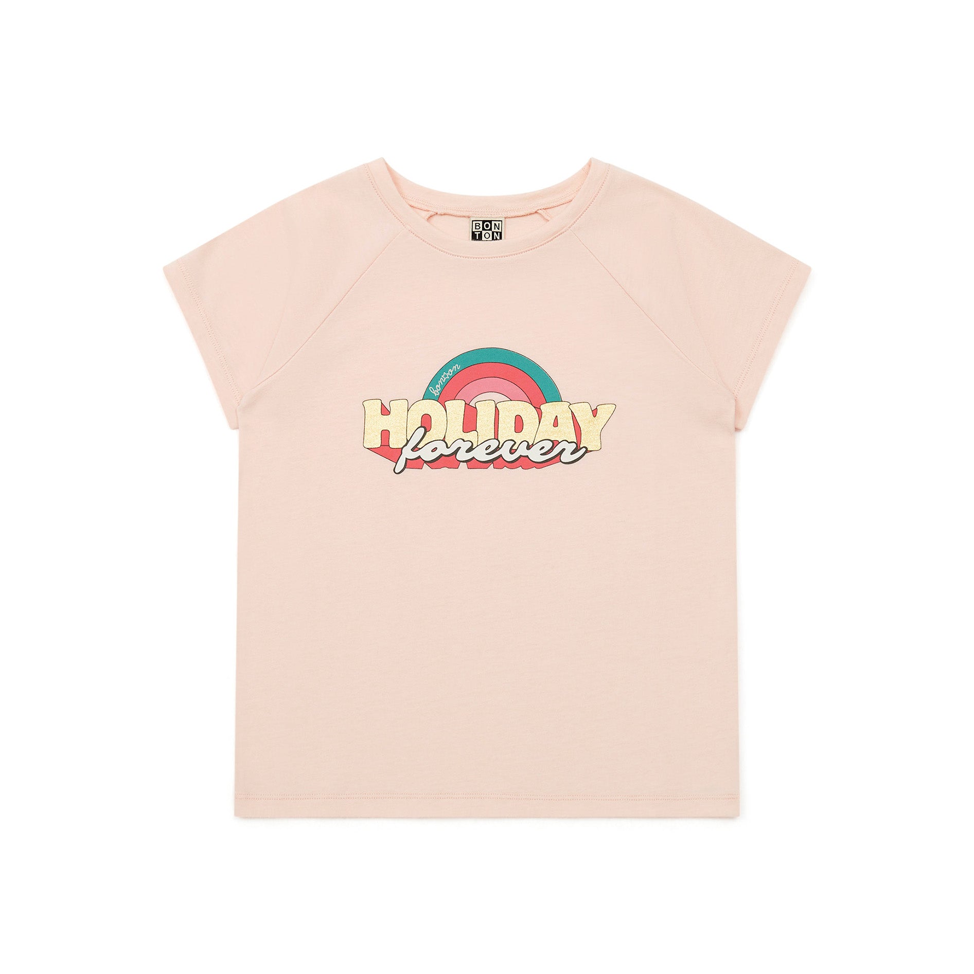 Girls Pink Printed Cotton T-Shirt