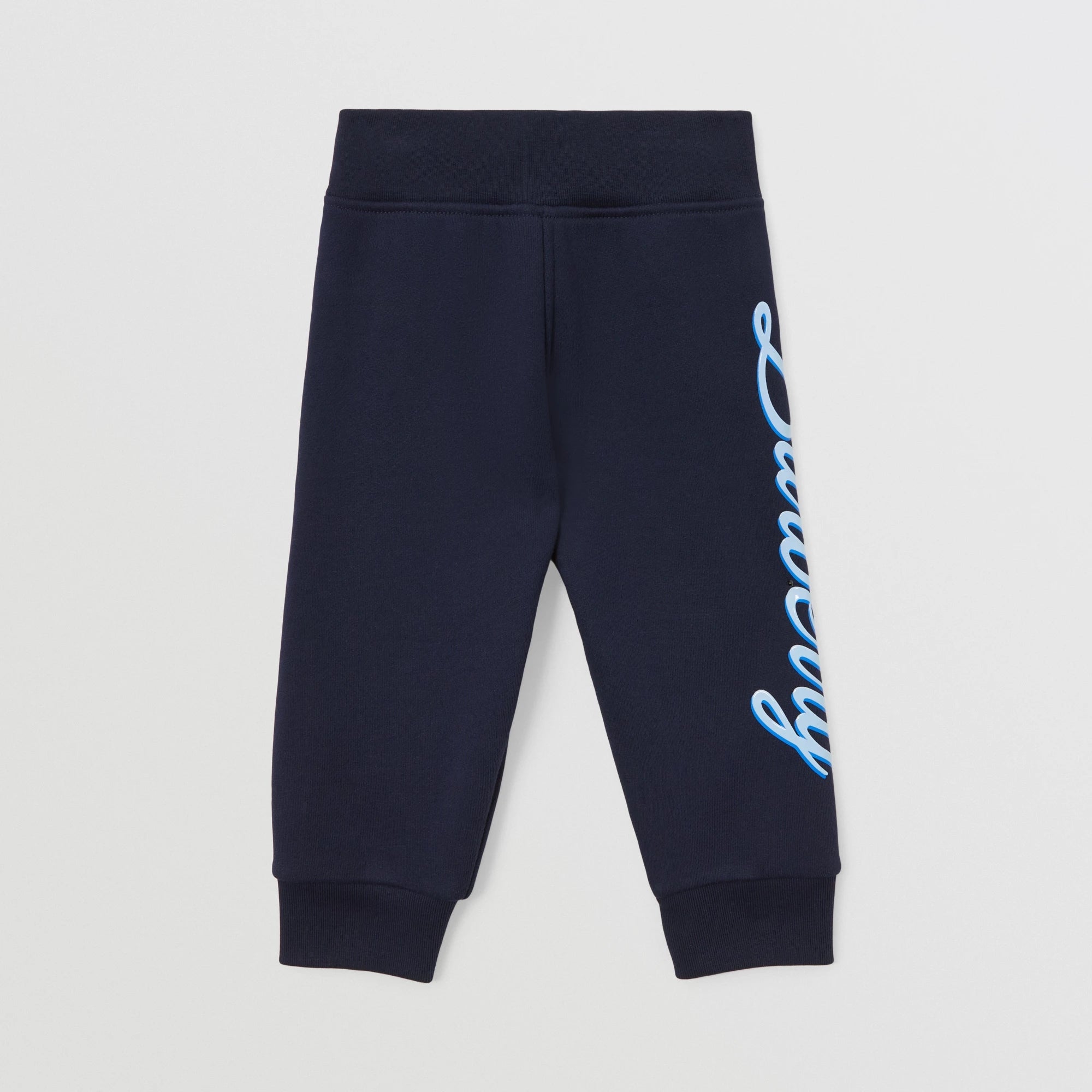 Baby Boys & Girls Blue Logo Cotton Trousers