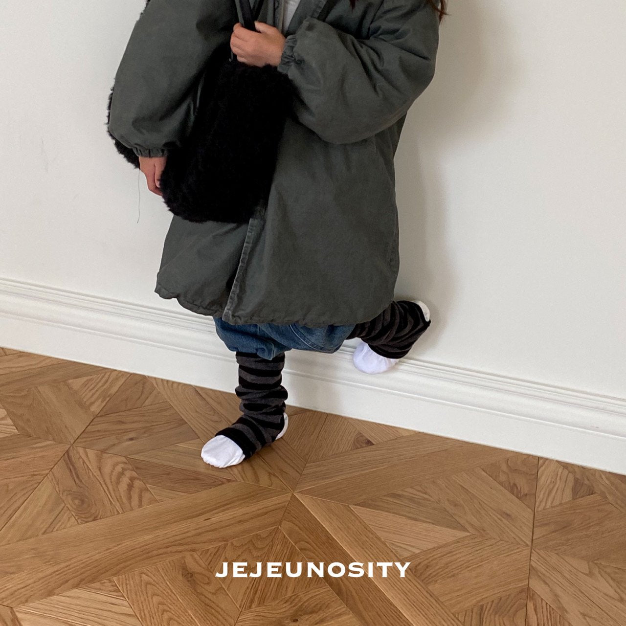 Boys & Girls Charcoal Stripes Warm Up Socks