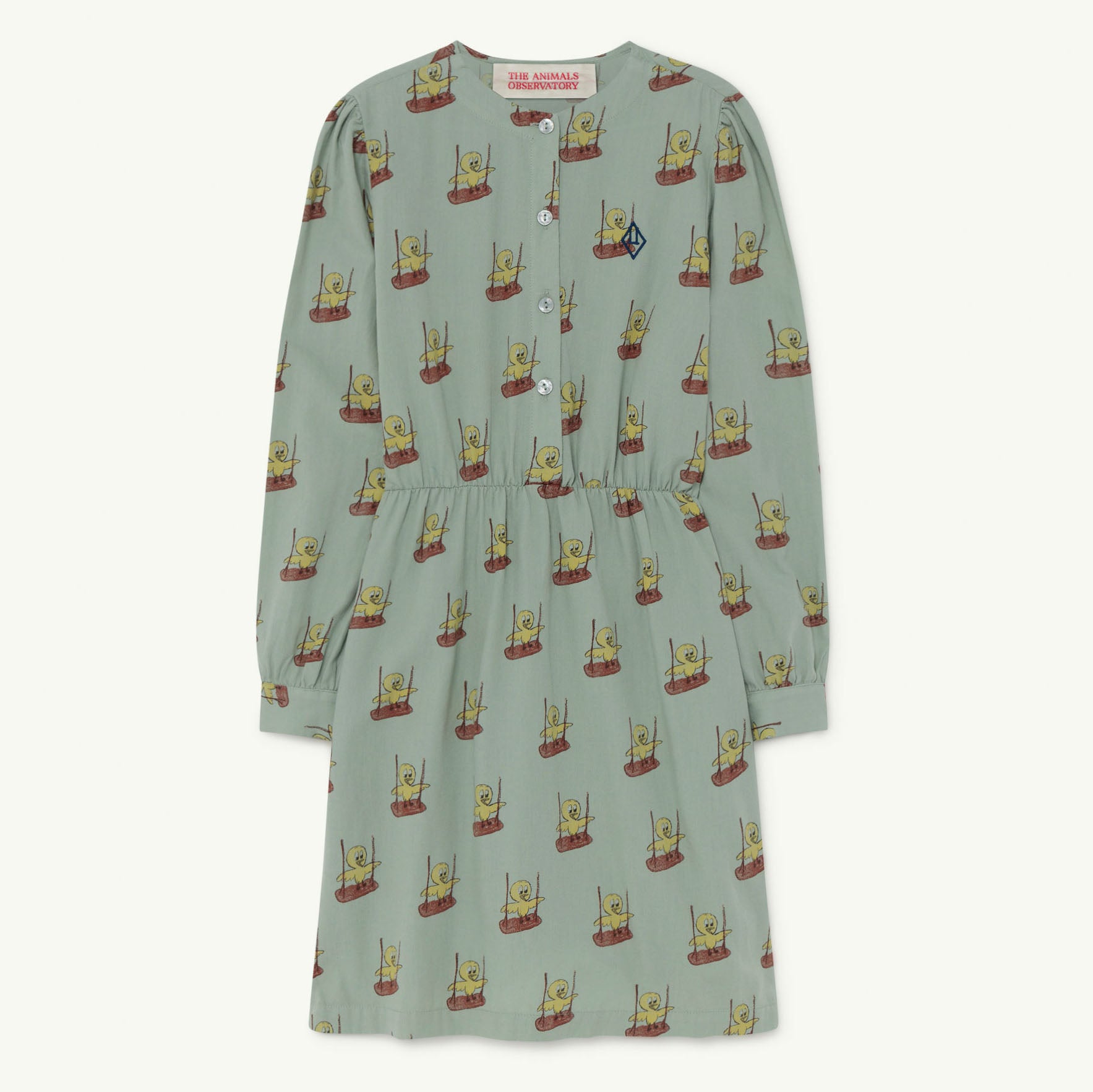 Girls Green Birds Cotton Dress