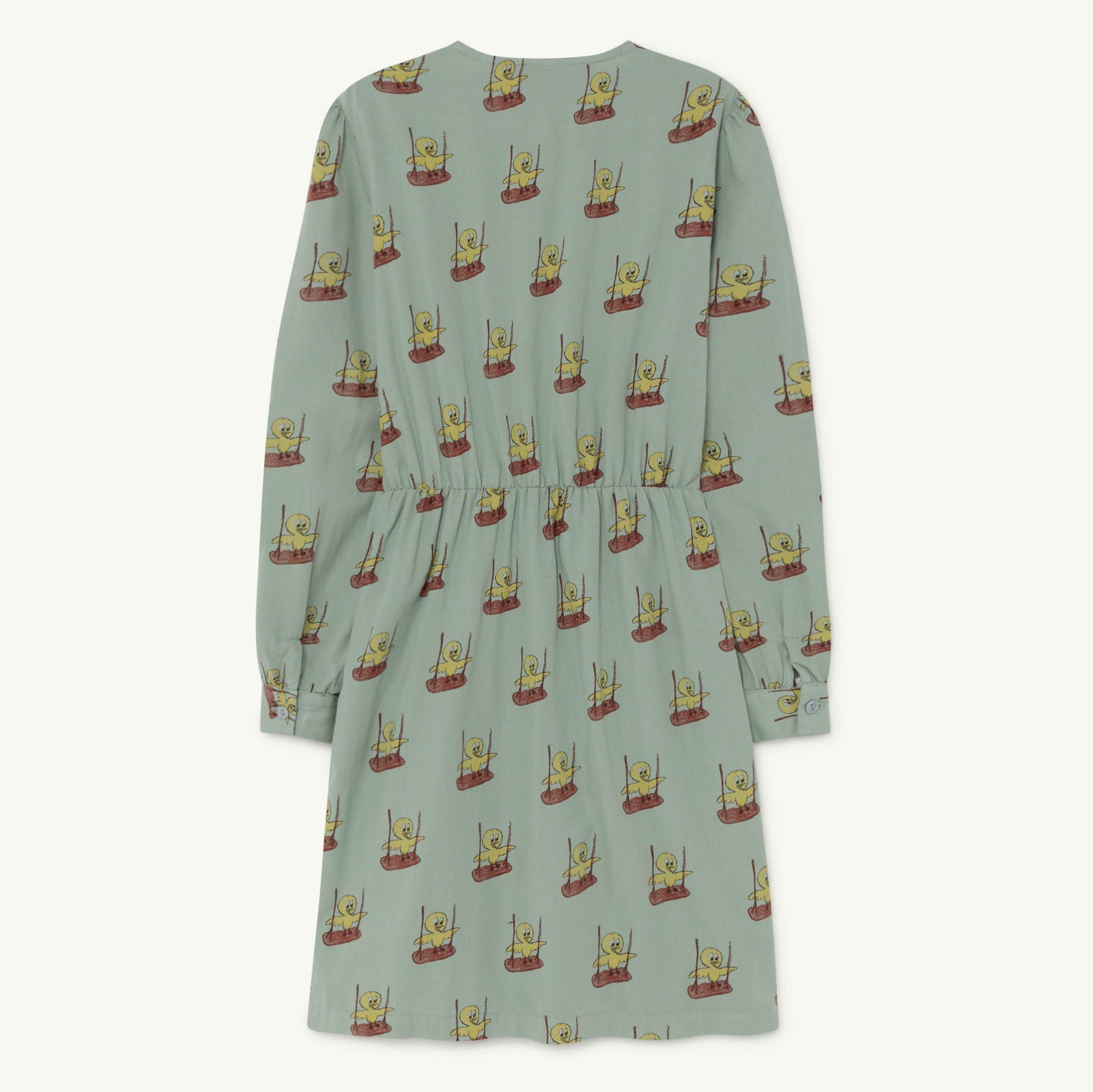 Girls Green Birds Cotton Dress