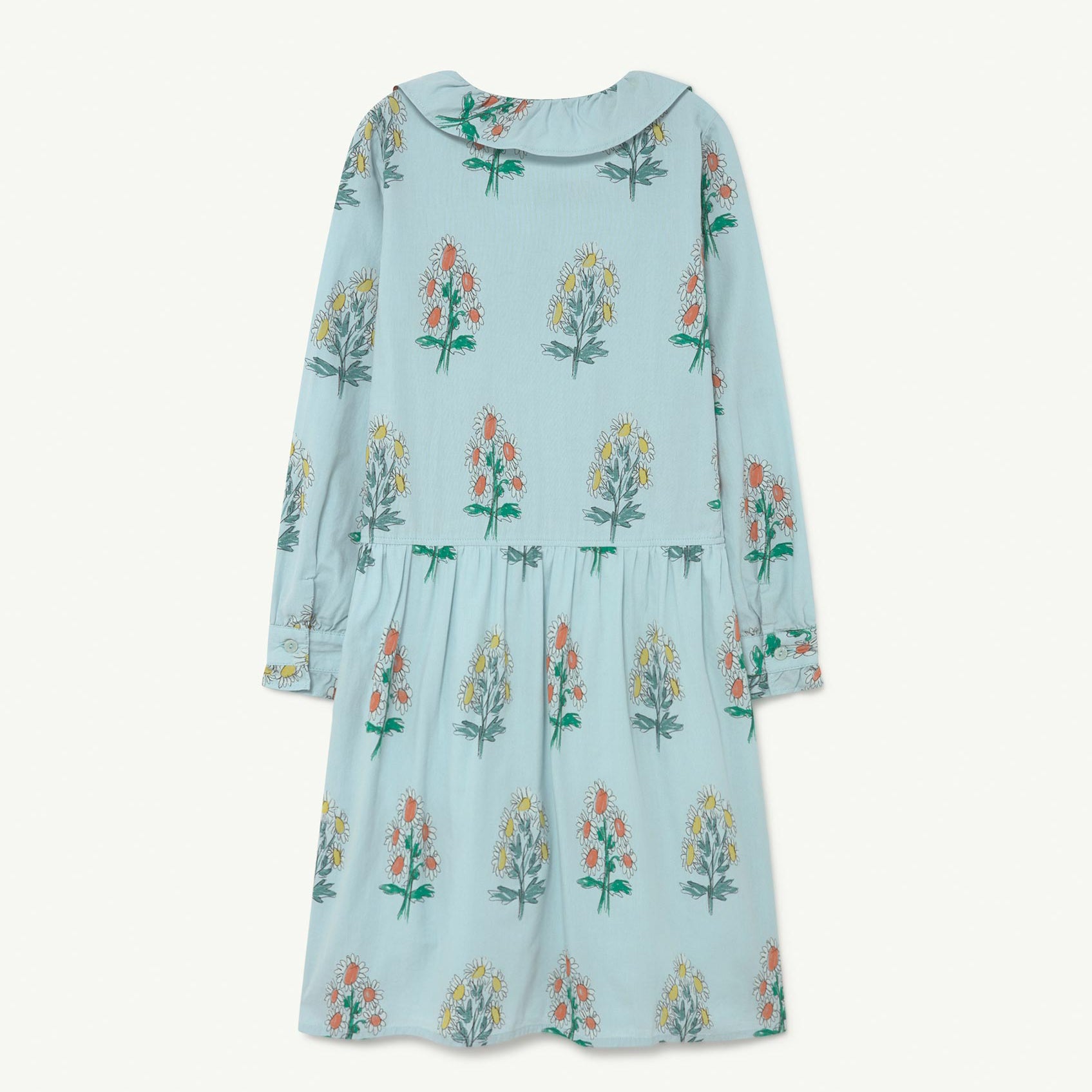 Girls Light Blue Flowers Cotton Dress