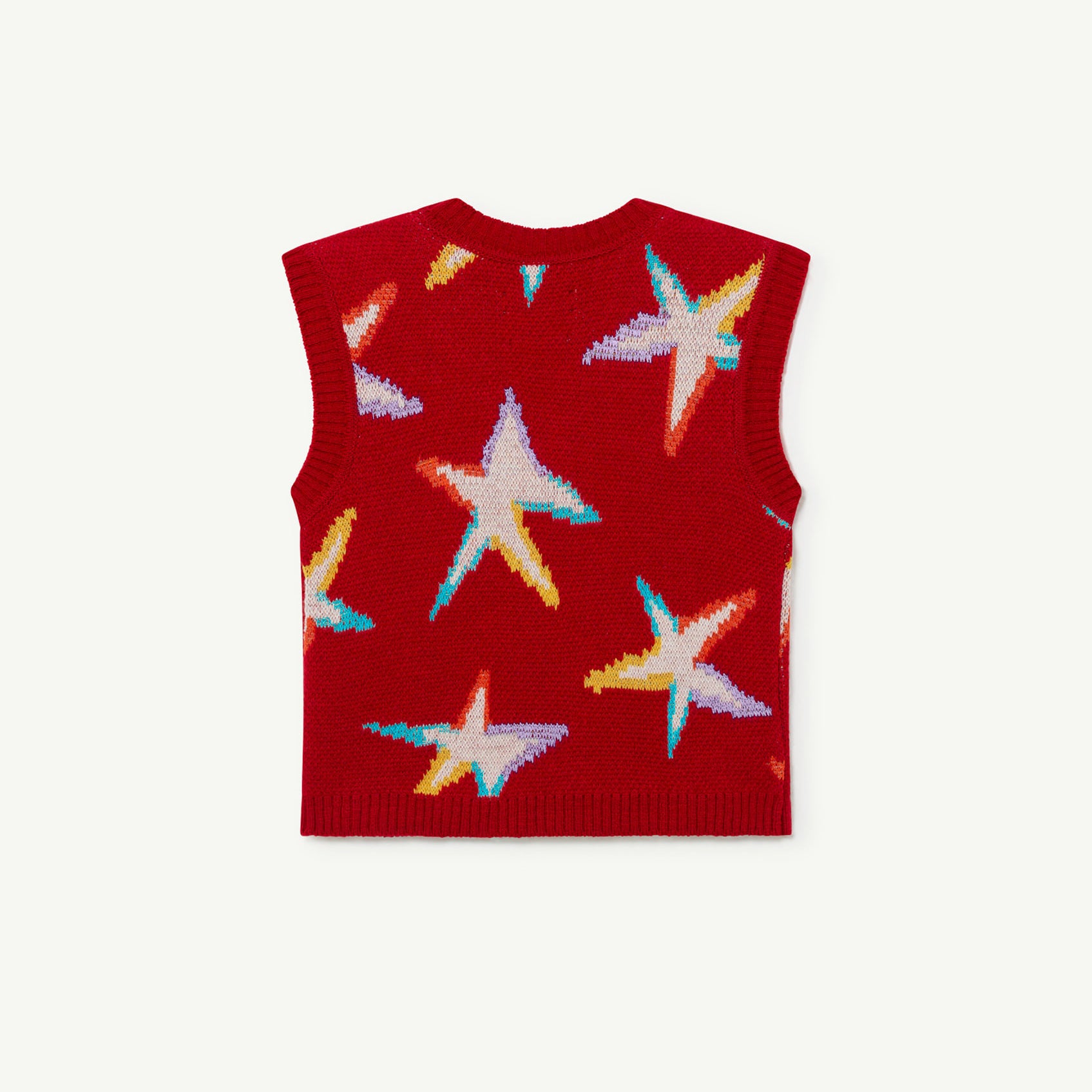 Girls Red Pattern Wool Vest
