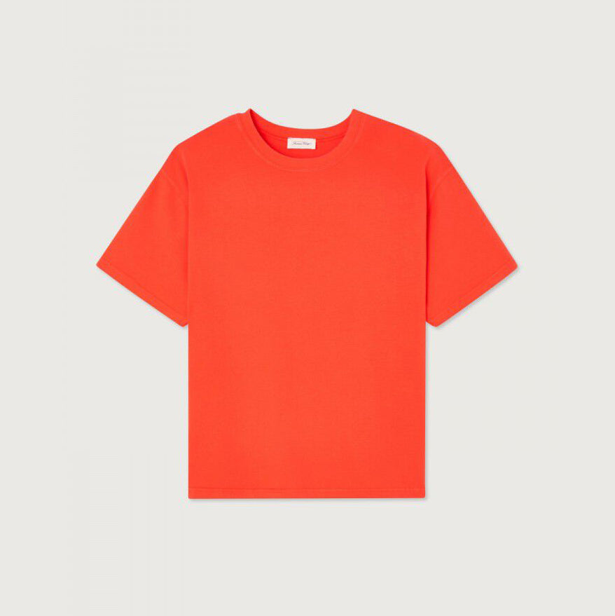 Girls Orange Red Cotton T-Shirt