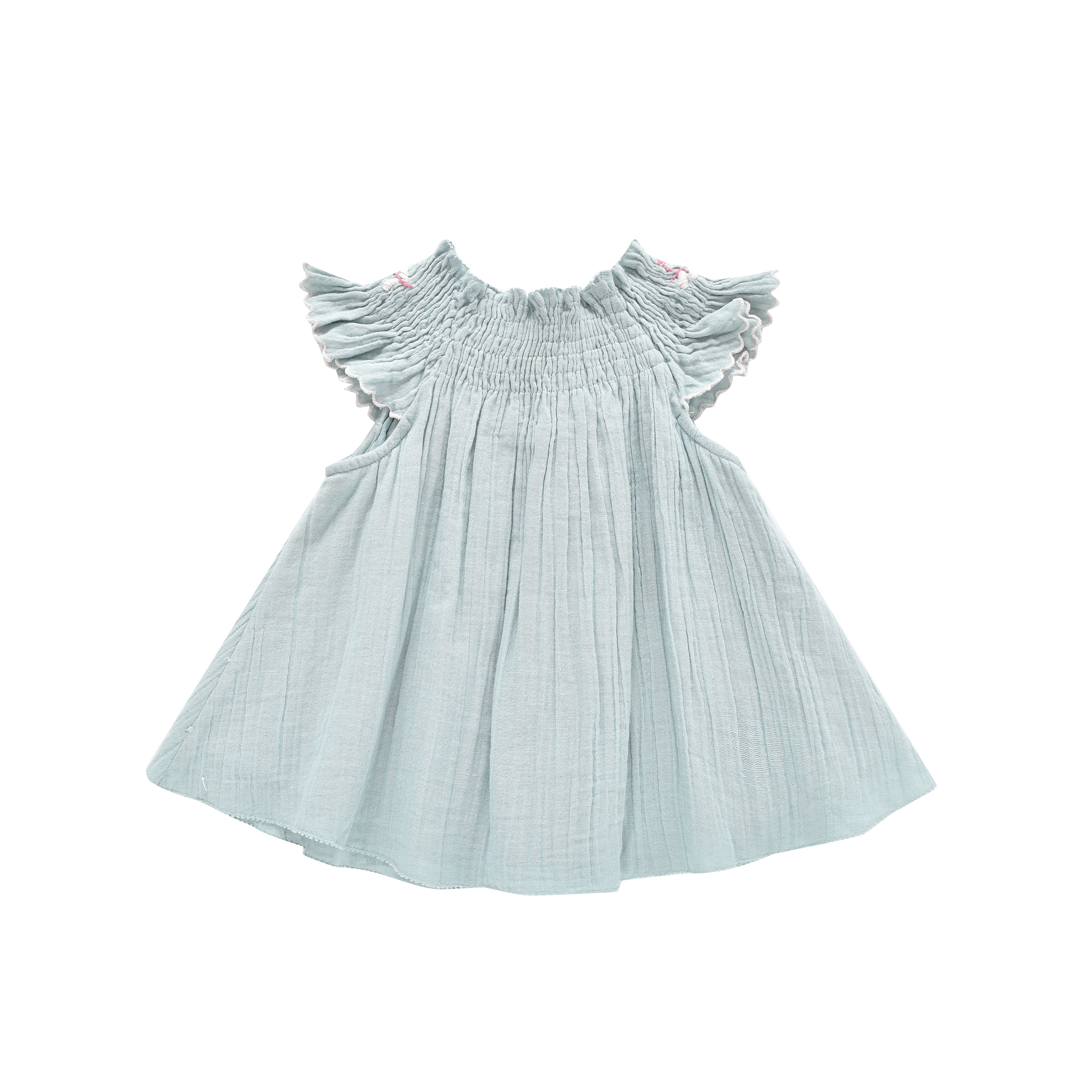 Baby Girls Blue Floral Cotton Dress