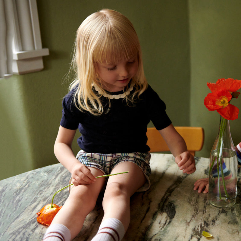Girls Dark Navy Cotton T-Shirt