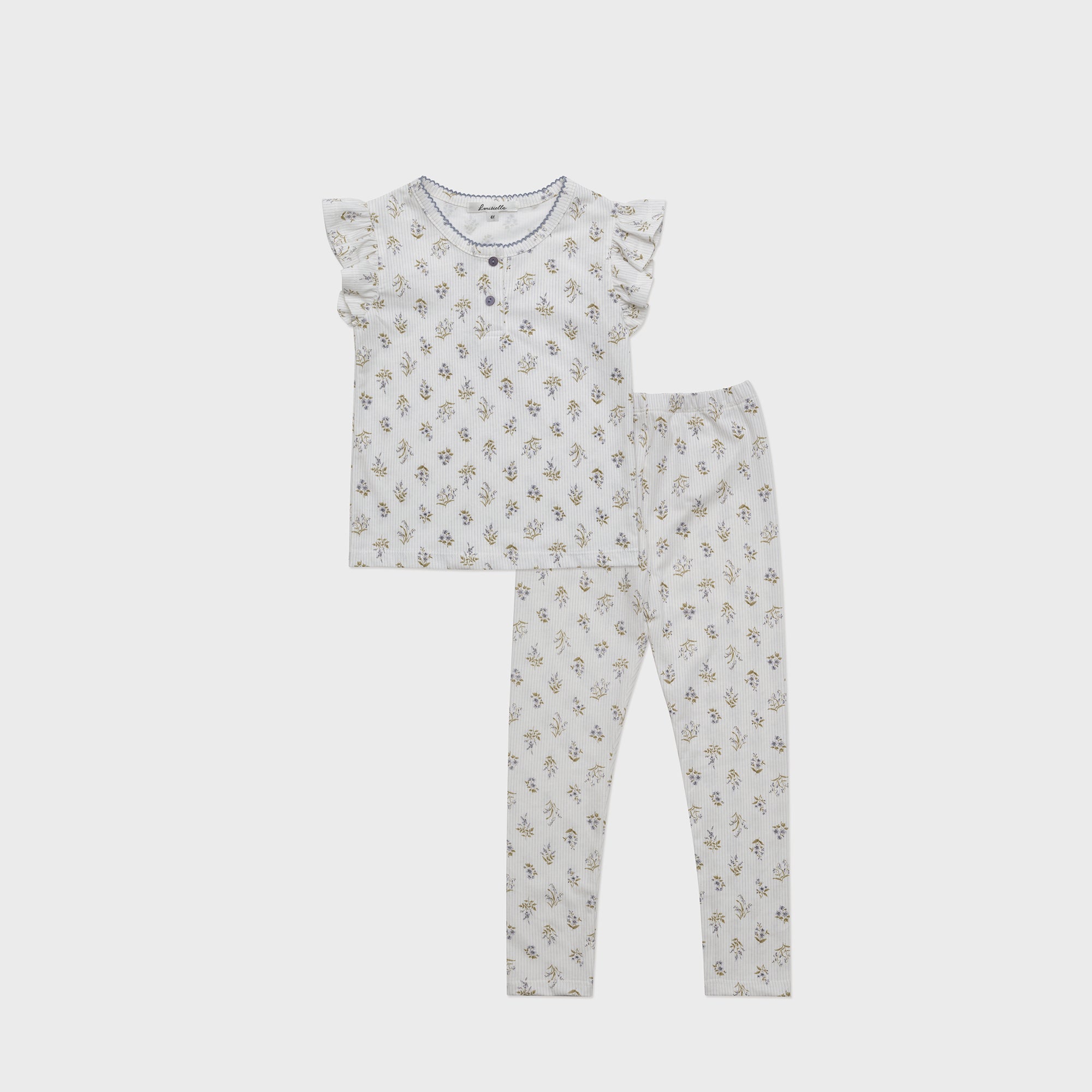 Girls Blue Floral Cotton Nightwear Set