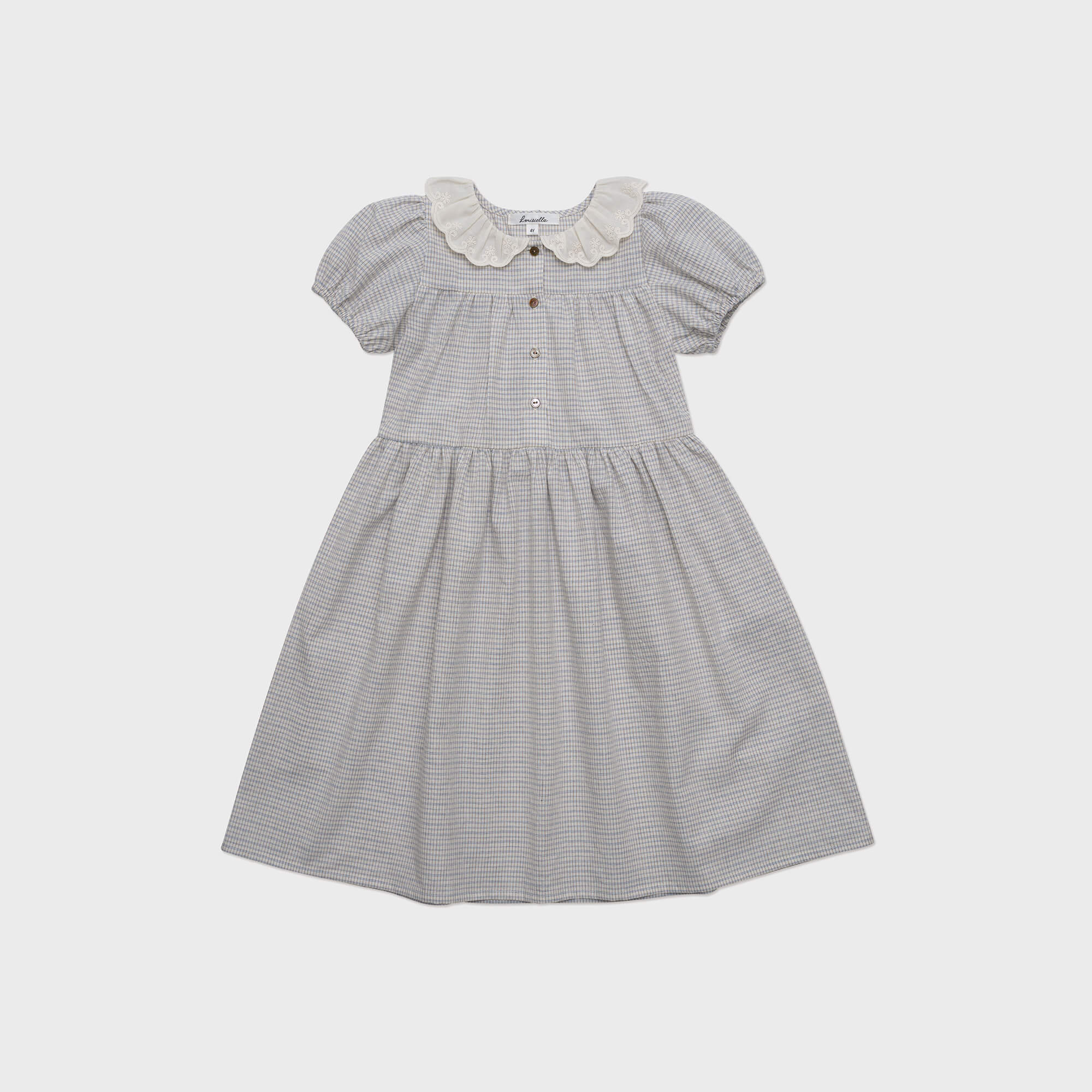 Girls Blue Check Cotton Dress