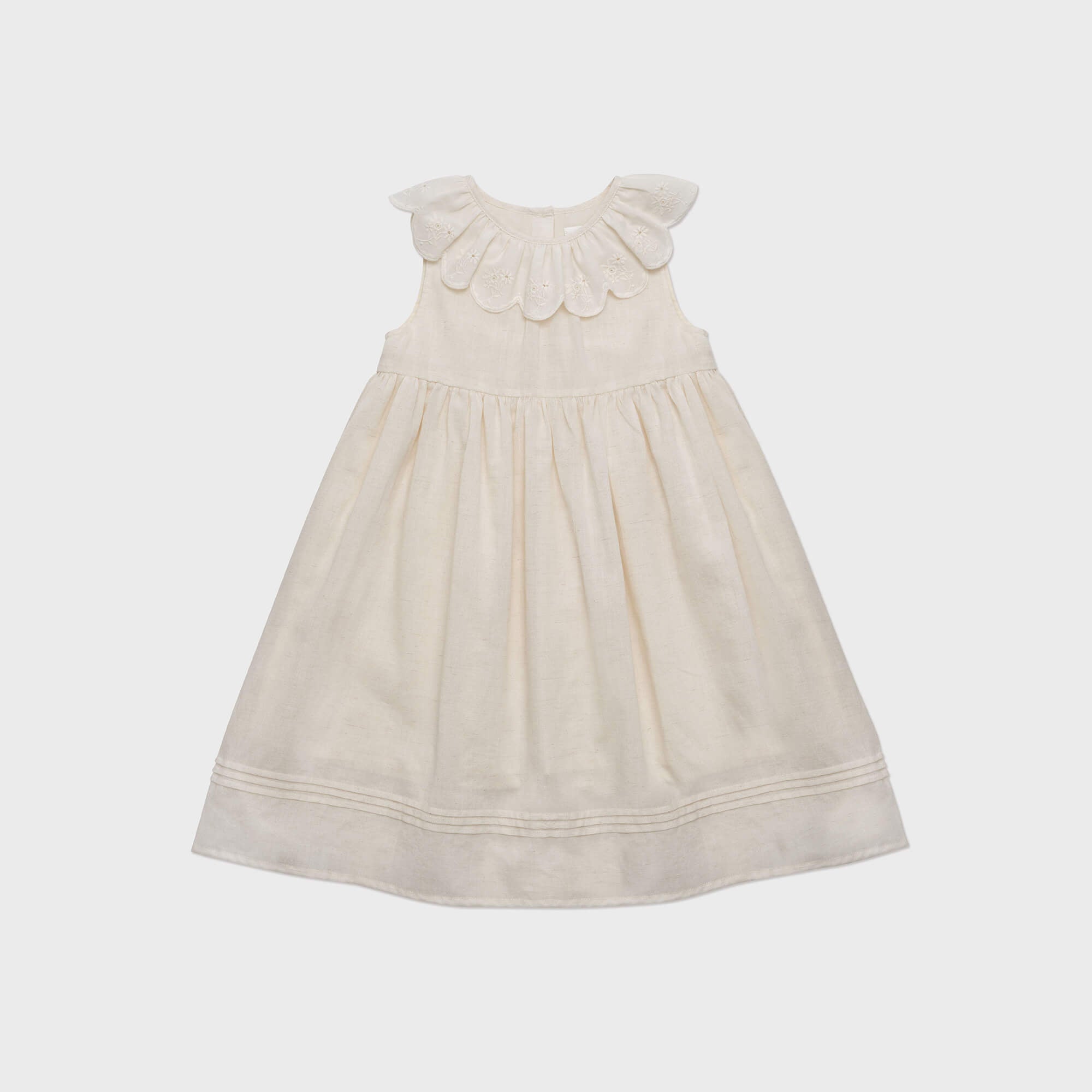 Girls White Embroidered Cotton Dress