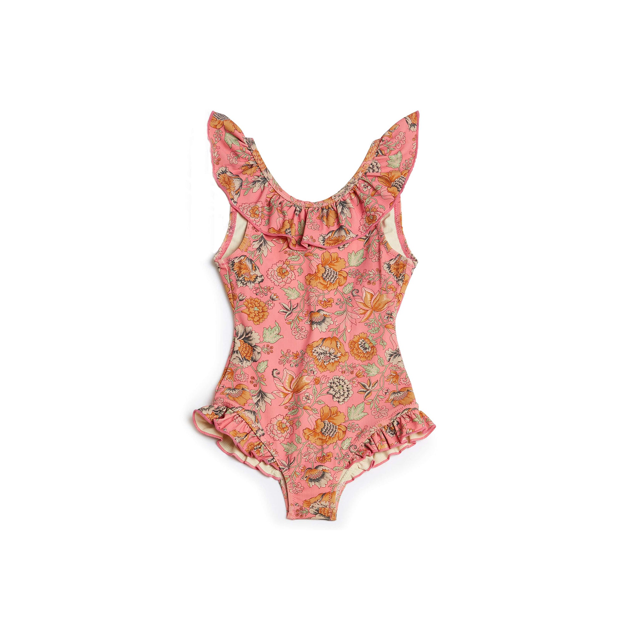Girls Pink Flower Swimsuit