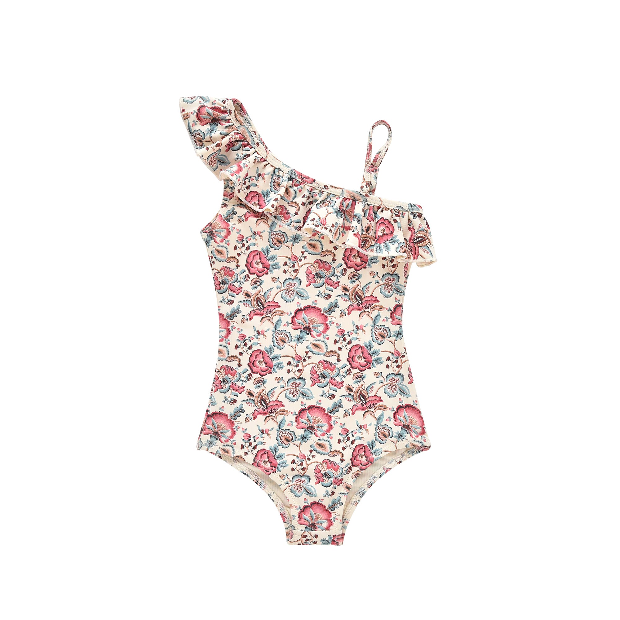 Girls White Flower Swimsuit