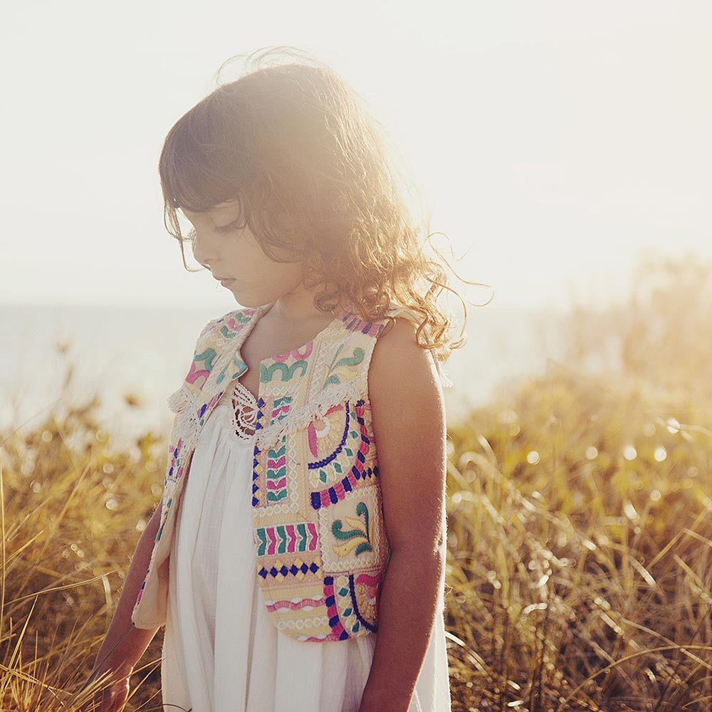 Girls Beige "Tibet" Gilet