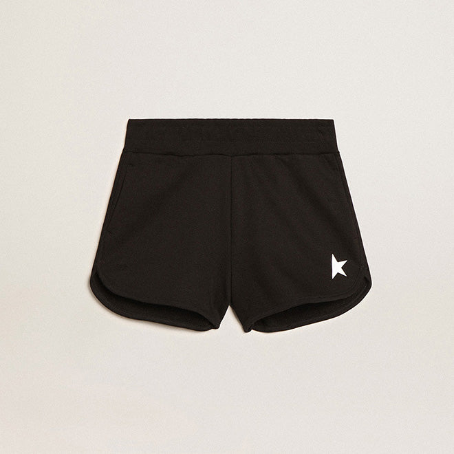 Girls Black Star Cotton Shorts