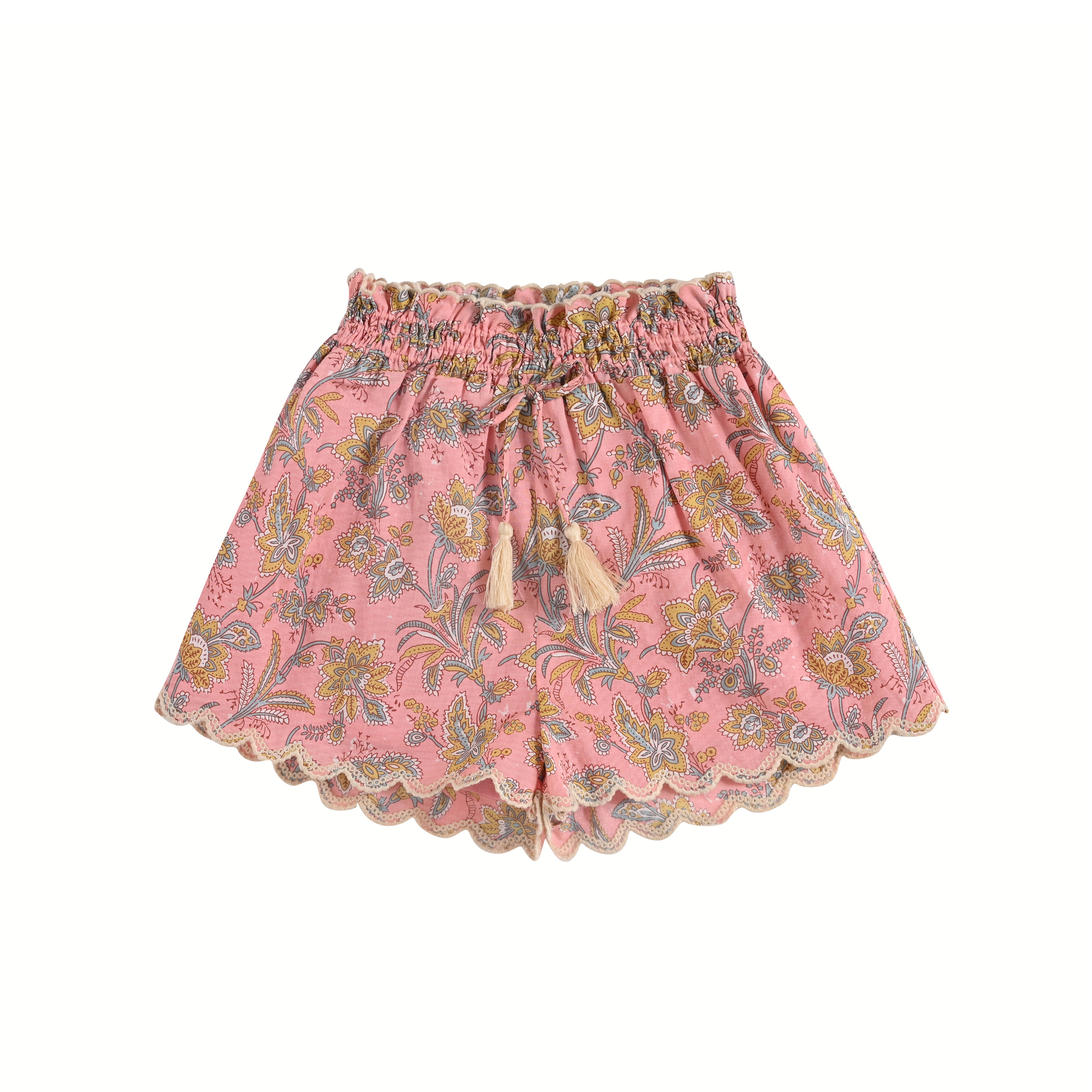 Girls Pink Floral Cotton Shorts