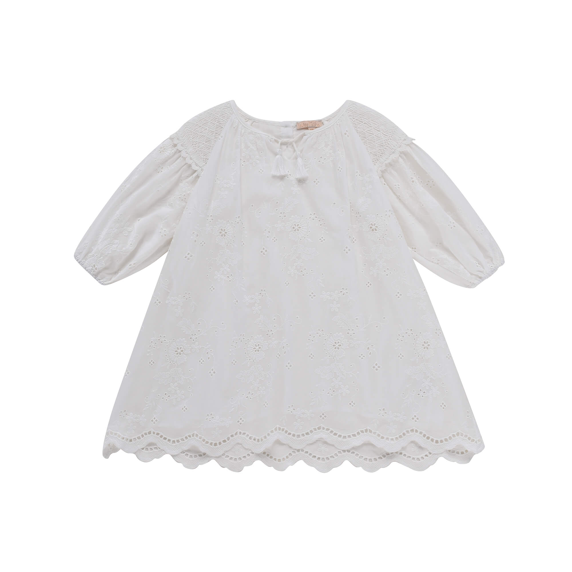 Girls White Embroidered Cotton Dress