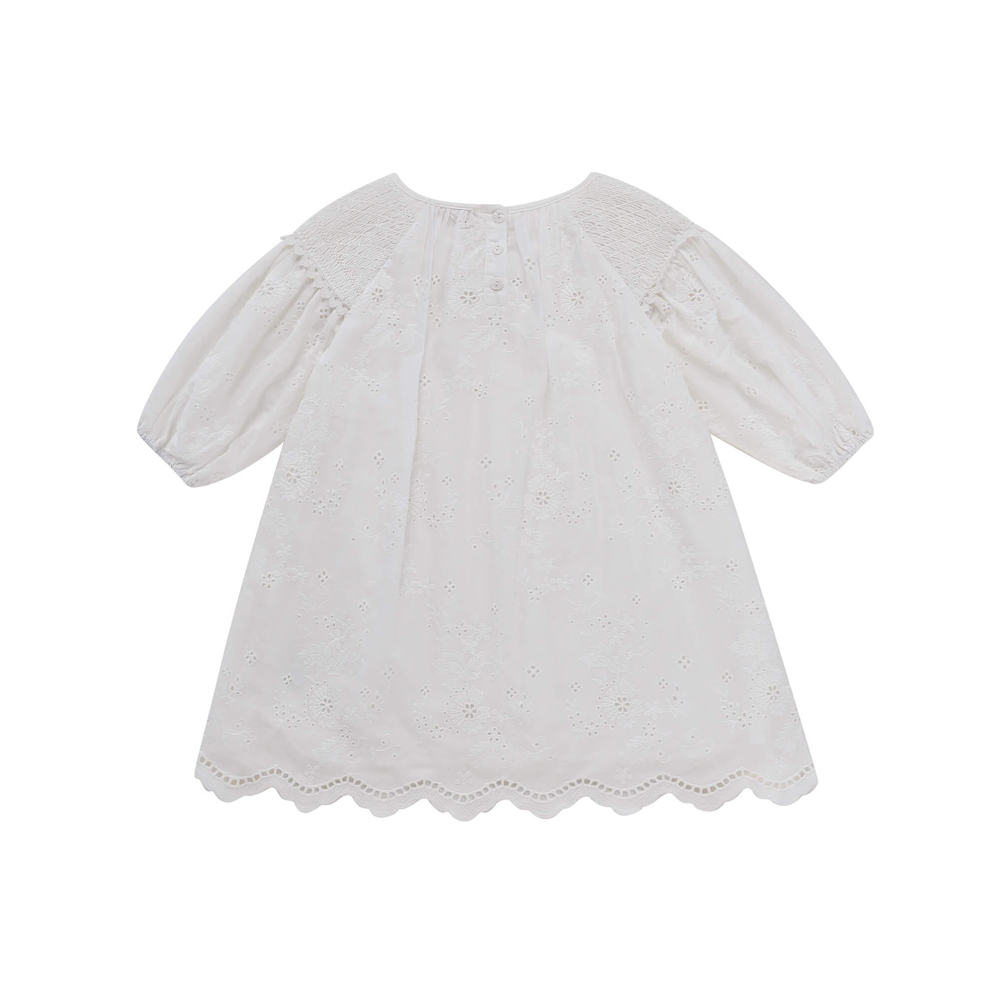 Girls White Embroidered Cotton Dress