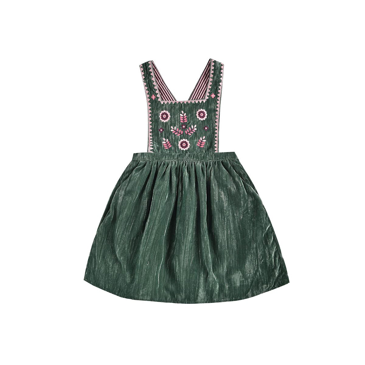 Girls Green Embroidered Dress