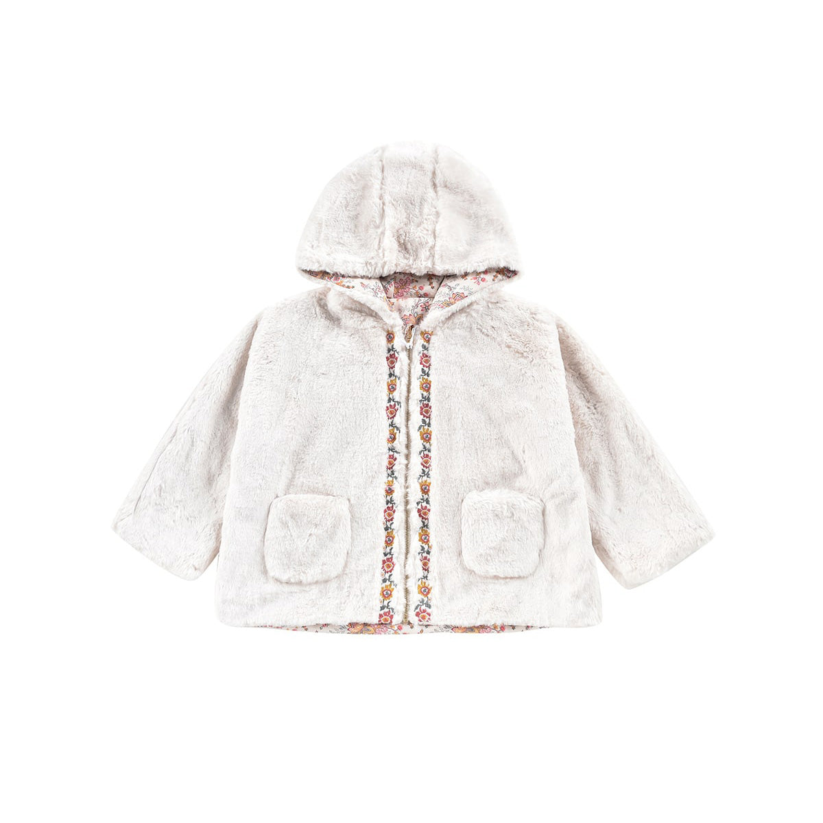 Girls White Reversible Coat