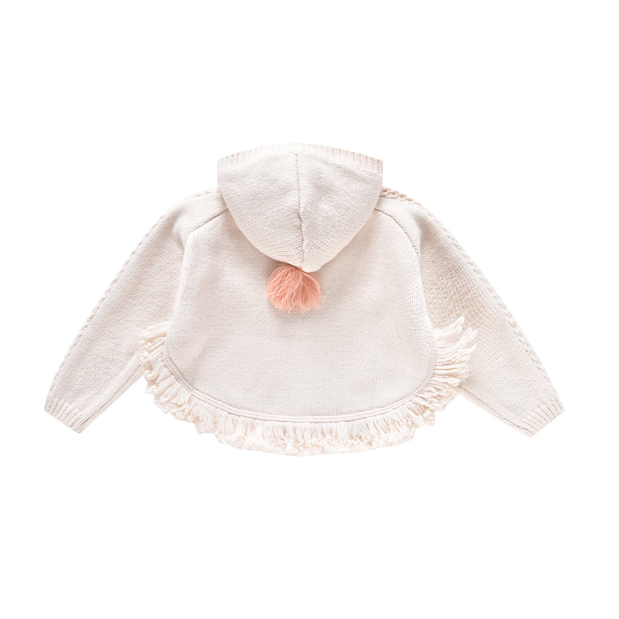 Girls White Wool Knit Cape