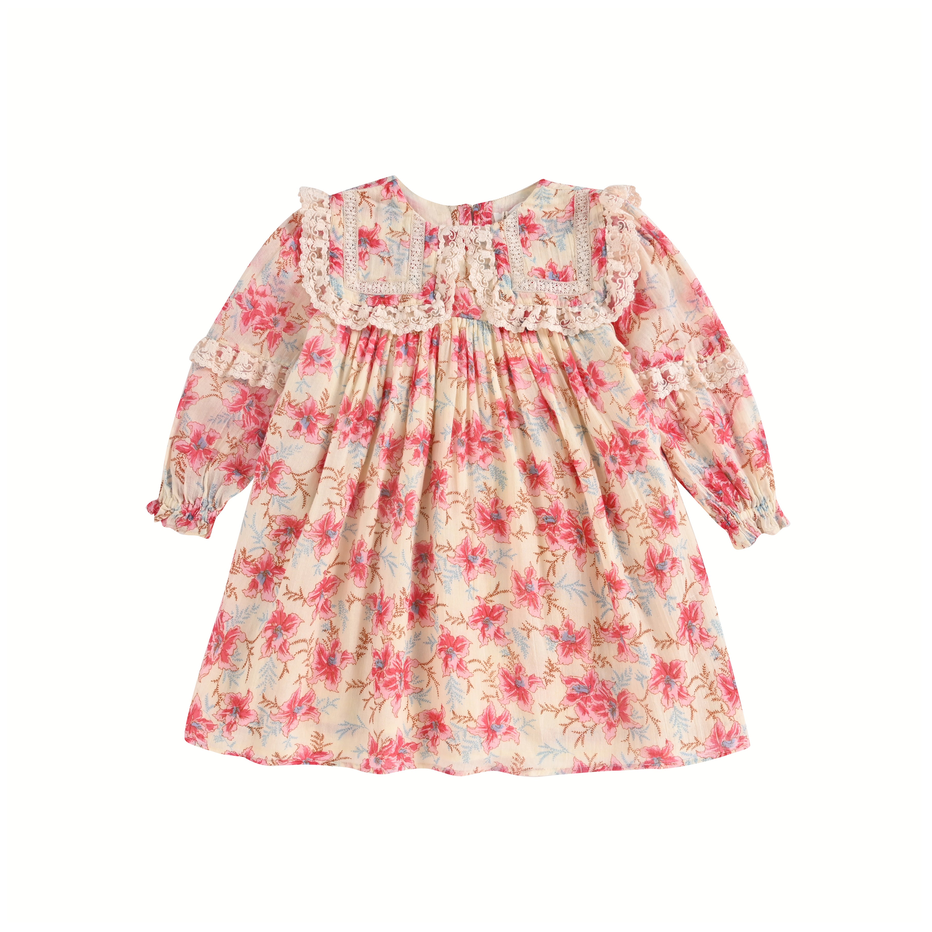 Girls Pink Floral Cotton Dress