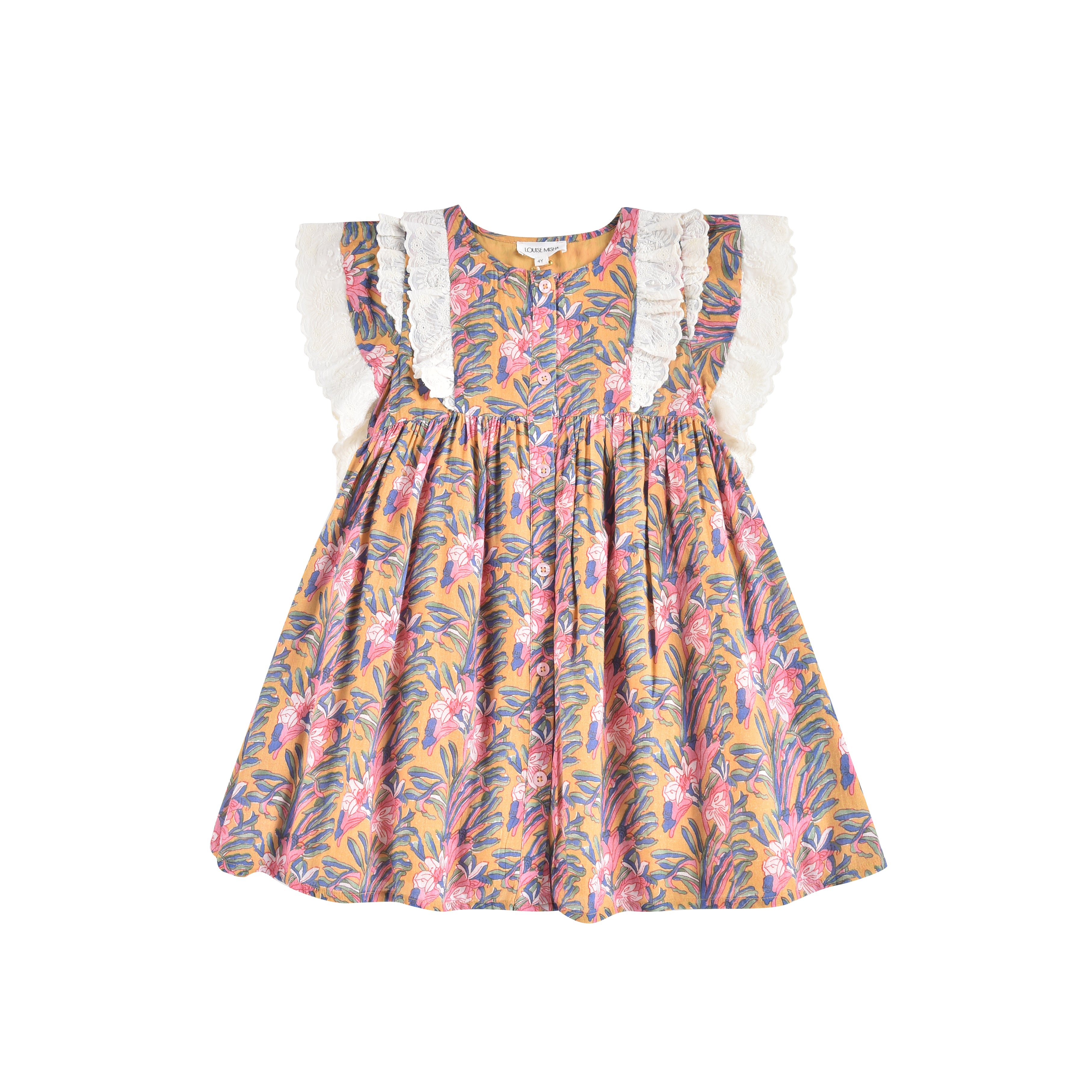 Girls Multicolor Floral Cotton Dress