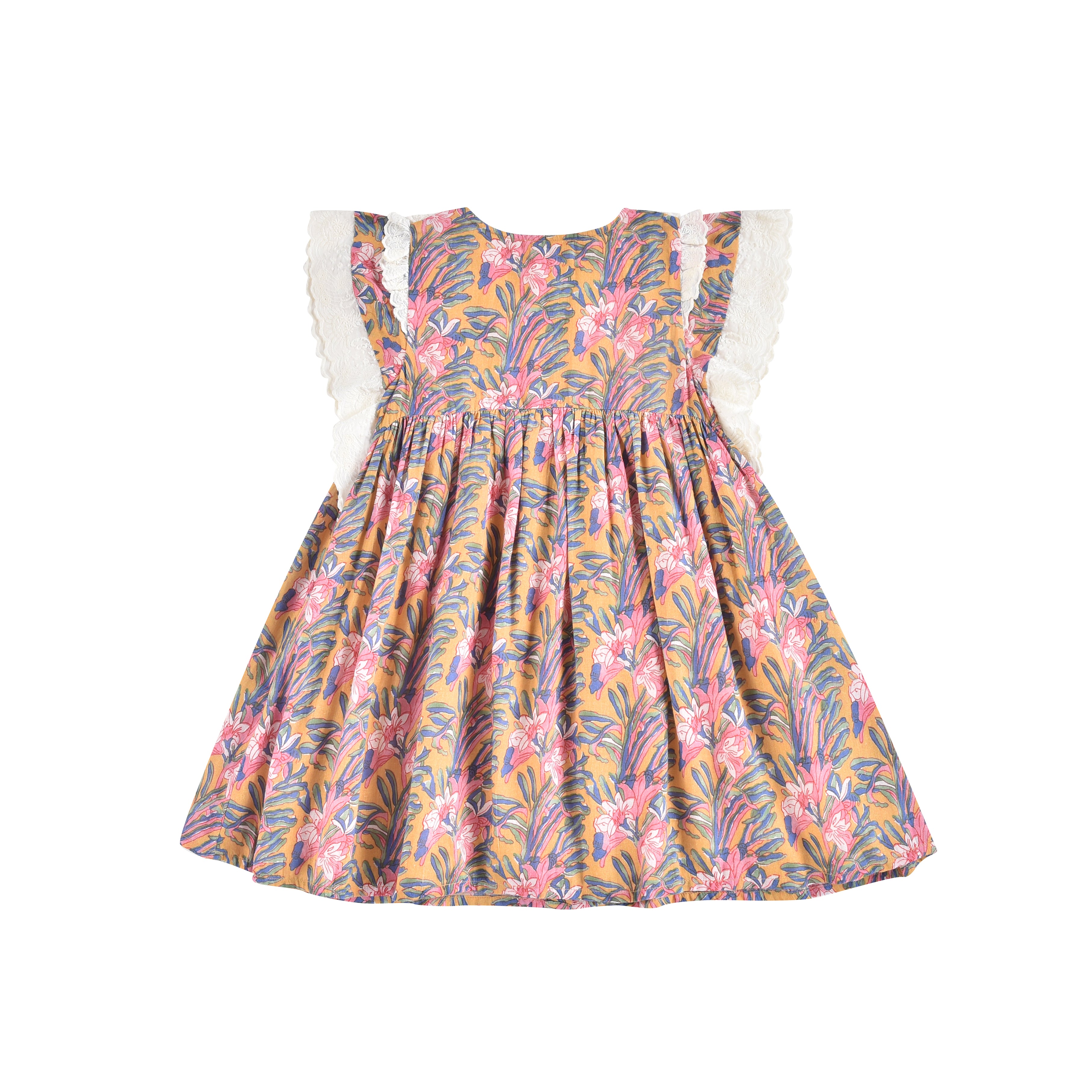 Girls Multicolor Floral Cotton Dress